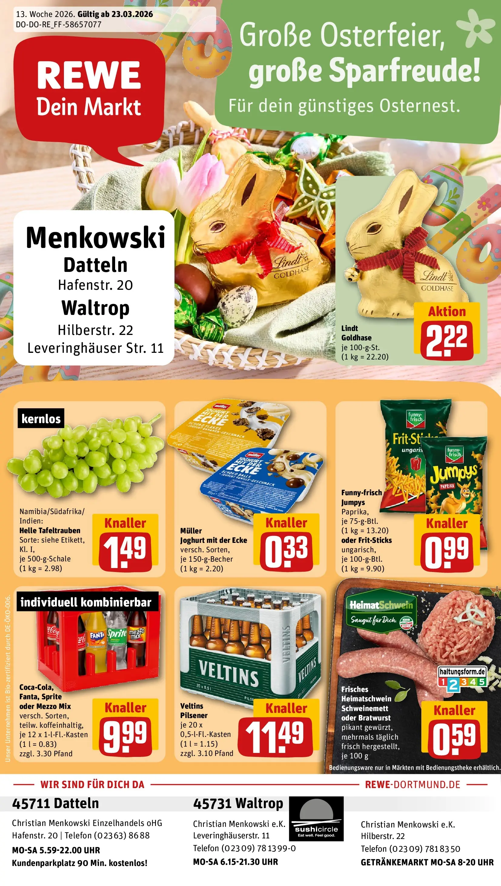REWE Prospekt ab 23.03.2026 zum Blättern » Angebote | Seite: 1 | Produkte: Mezzo mix, Paprika, Chips, Uhr