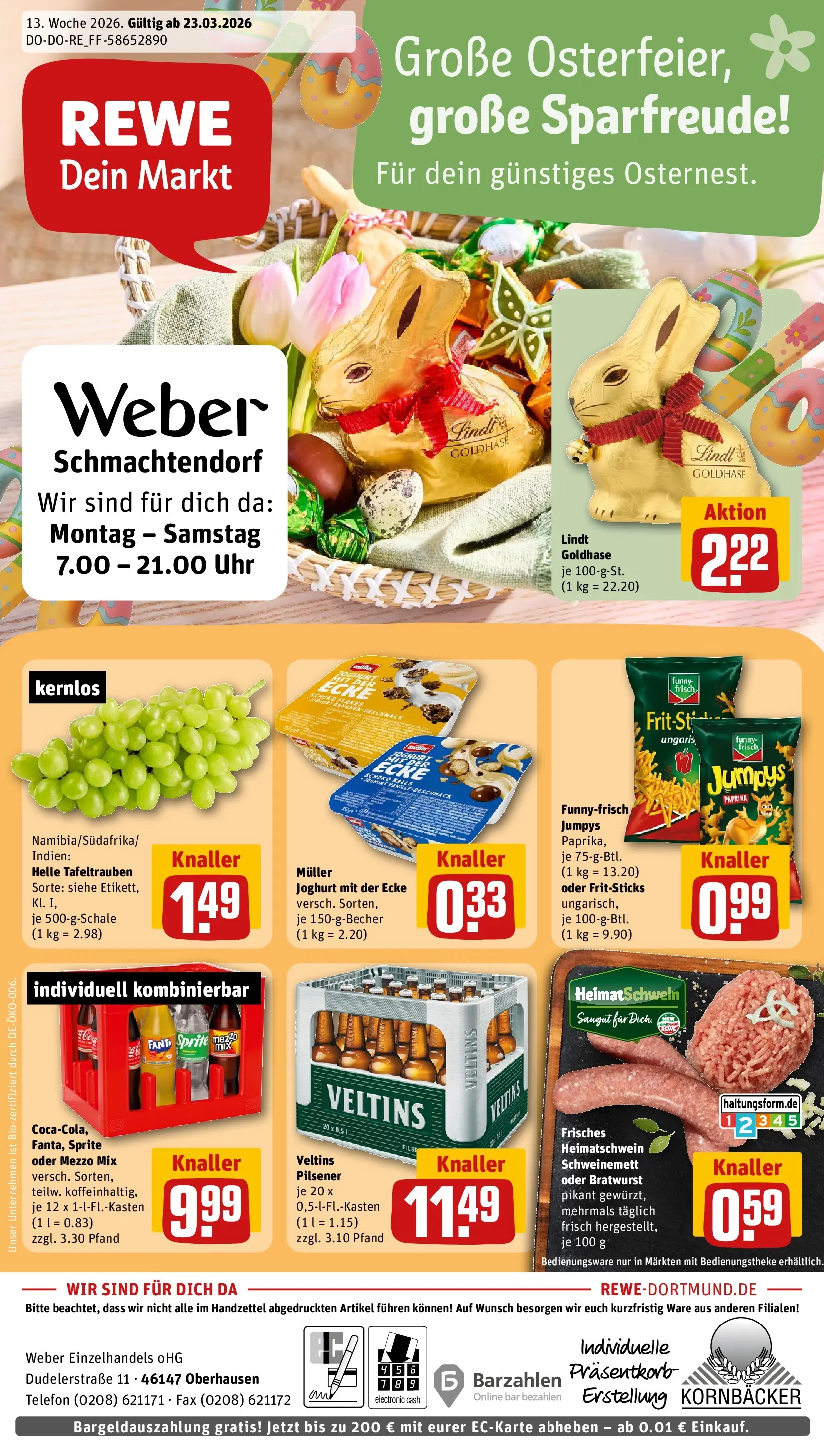 REWE Prospekt ab 23.03.2026 zum Blättern » Angebote | Seite: 1 | Produkte: Sprite, Funny frisch, Paprika, Chips
