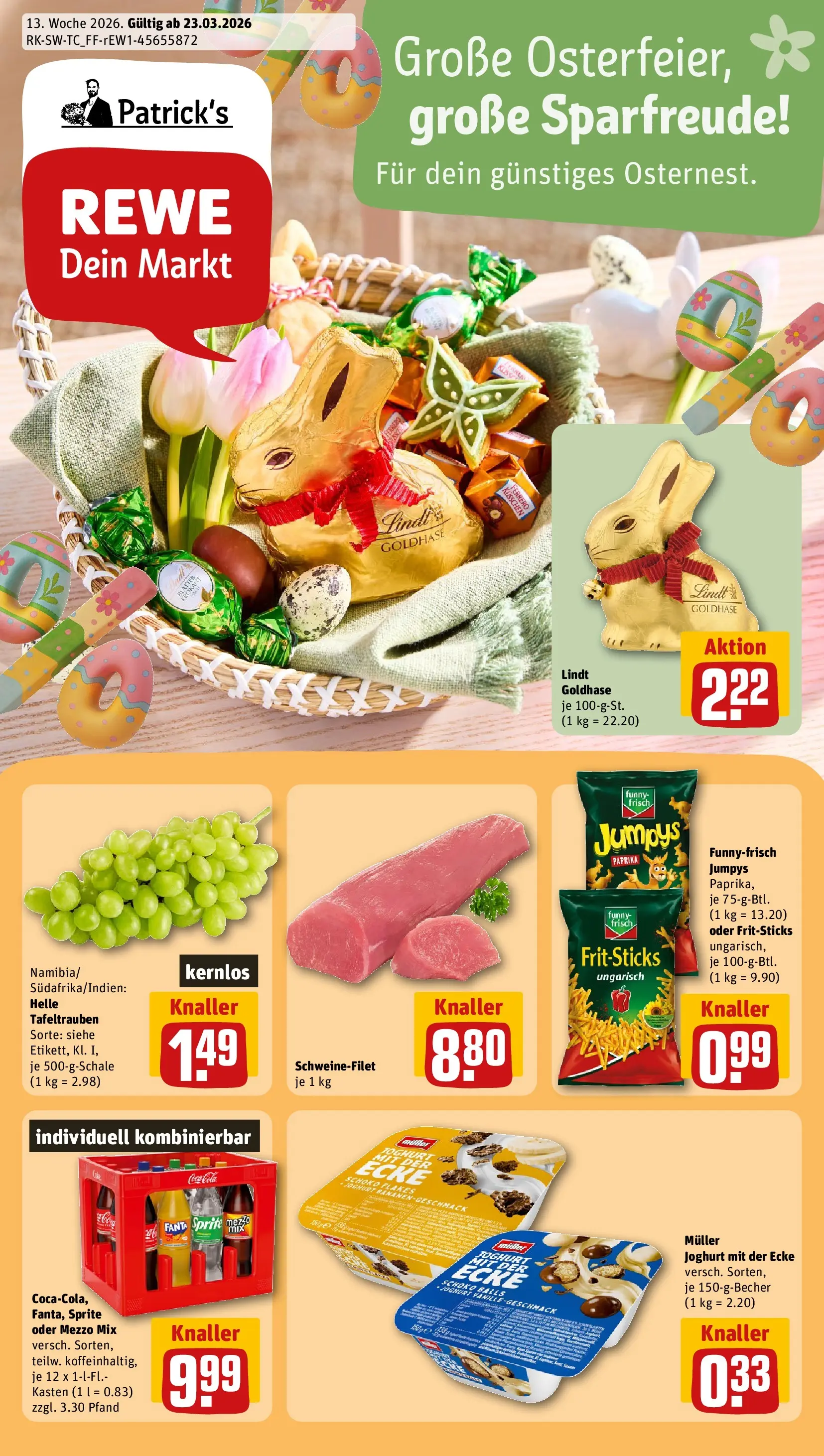 REWE Prospekt ab 23.03.2026 zum Blättern » Angebote | Seite: 1 | Produkte: Coca cola, Cola, Joghurt, Schweinefilet