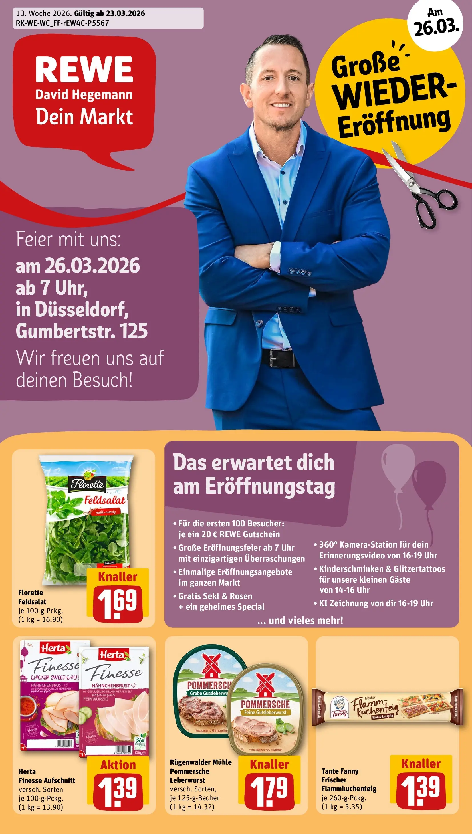 REWE Prospekt ab 23.03.2026 zum Blättern » Angebote | Seite: 1 | Produkte: Mühle, Sekt, Herta finesse, Hahnchenbrust