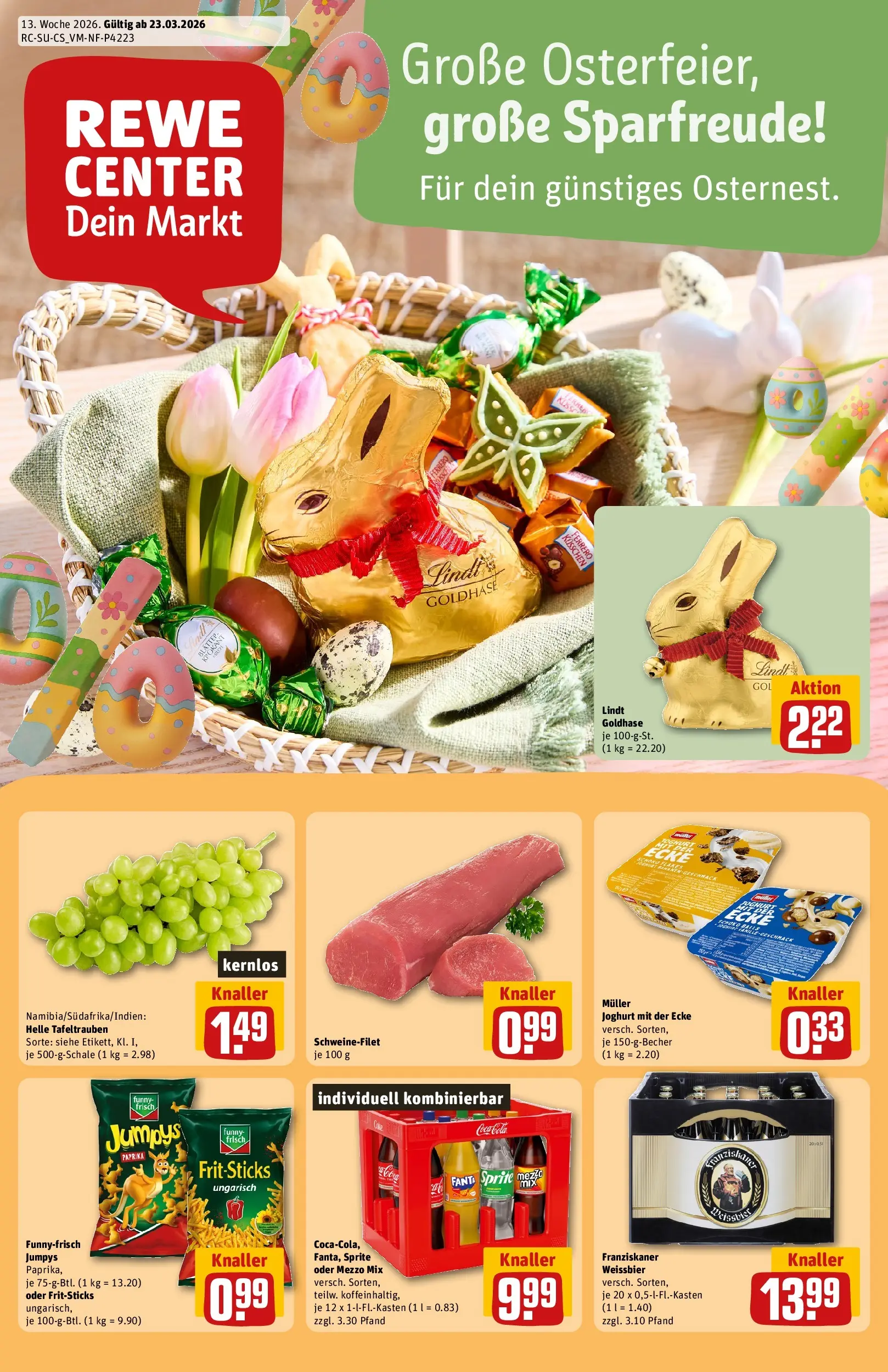 REWE Prospekt ab 23.03.2026 zum Blättern » Angebote | Seite: 1 | Produkte: Mezzo mix, Fanta, Funny frisch, Chips