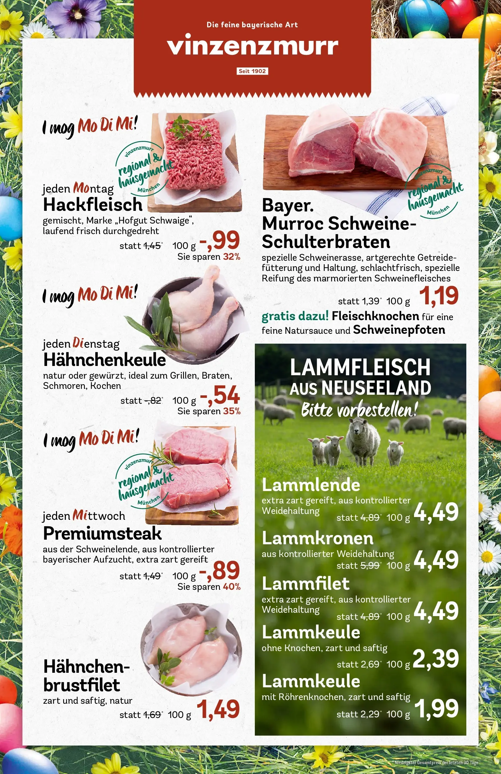 REWE Prospekt ab 23.03.2026 zum Blättern » Angebote | Seite: 10 | Produkte: Lammkeule, Steak, Getreide, Hackfleisch