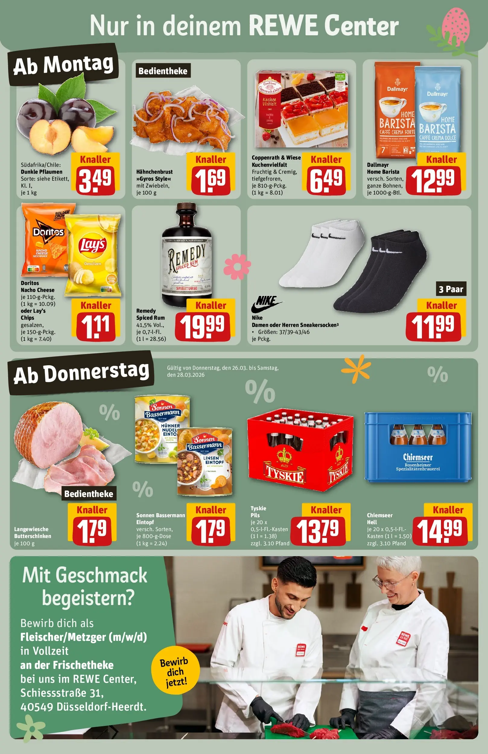 REWE Prospekt ab 23.03.2026 zum Blättern » Angebote | Seite: 3 | Produkte: Pflaumen, Rum, Chips, Hahnchenbrust