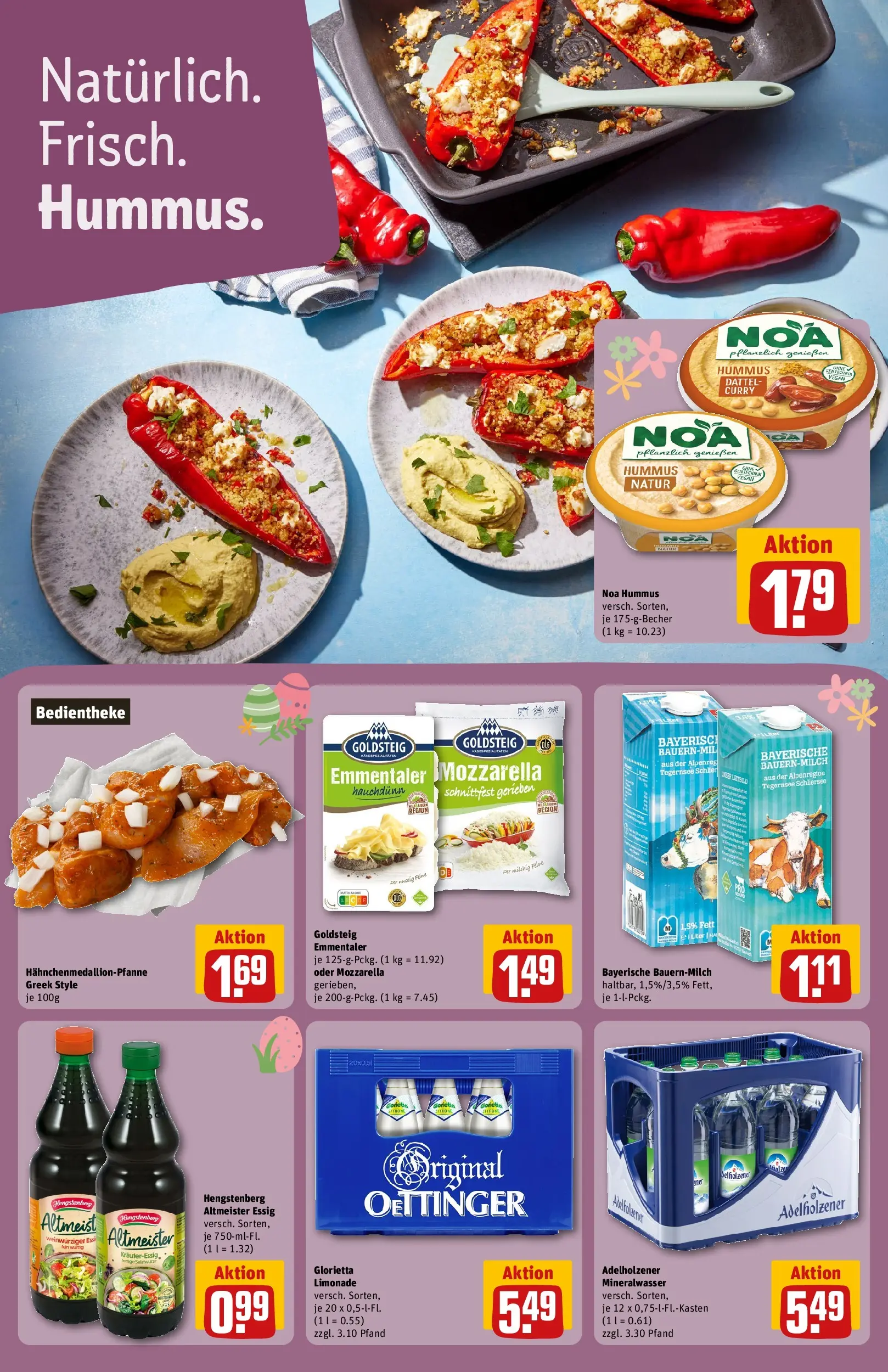 REWE Prospekt ab 23.03.2026 zum Blättern » Angebote | Seite: 37 | Produkte: Mozzarella, Adelholzener, Oettinger, Dattel