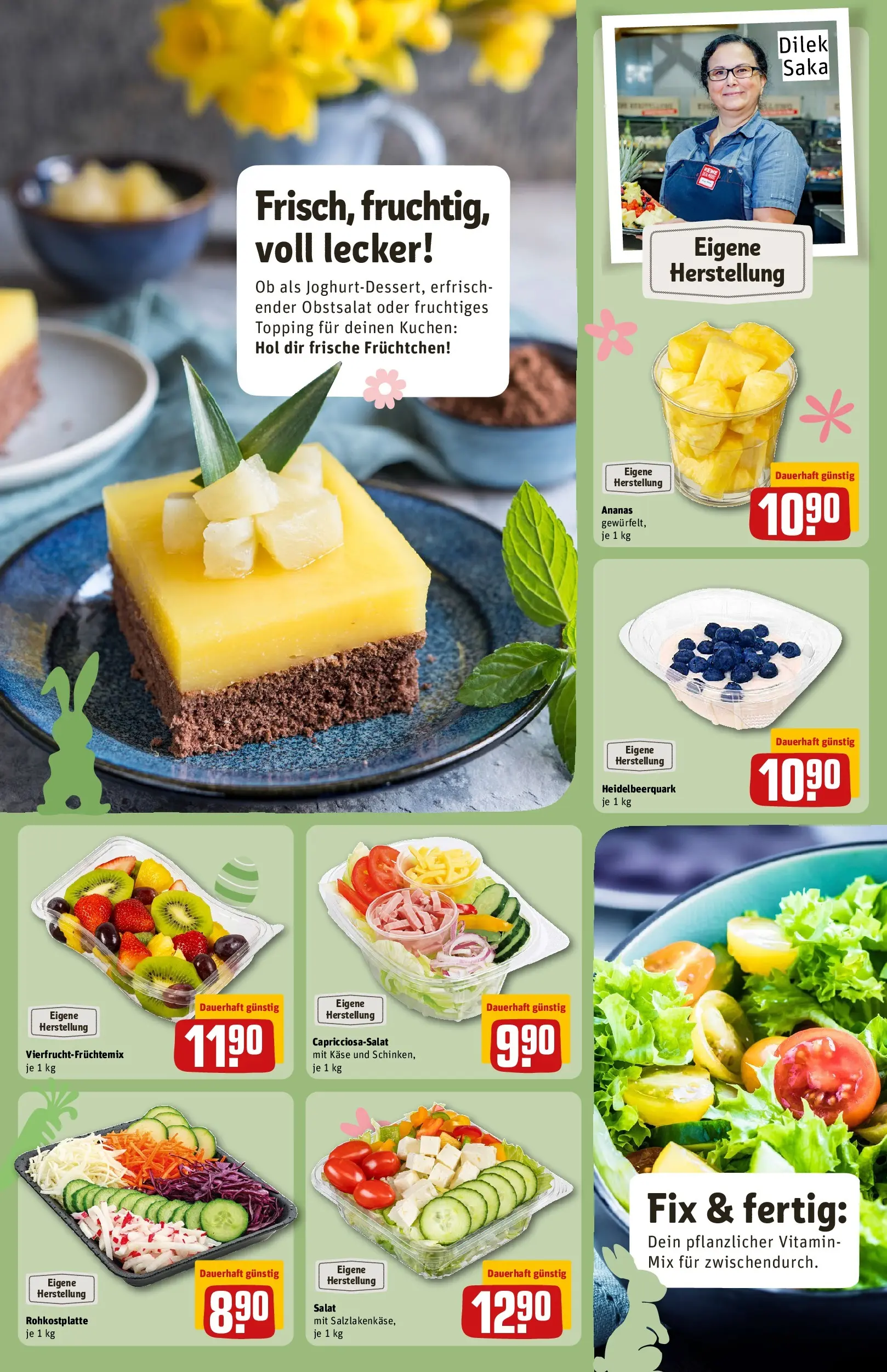 REWE Prospekt ab 23.03.2026 zum Blättern » Angebote | Seite: 15 | Produkte: Quark, Ananas, Kuchen, Salat