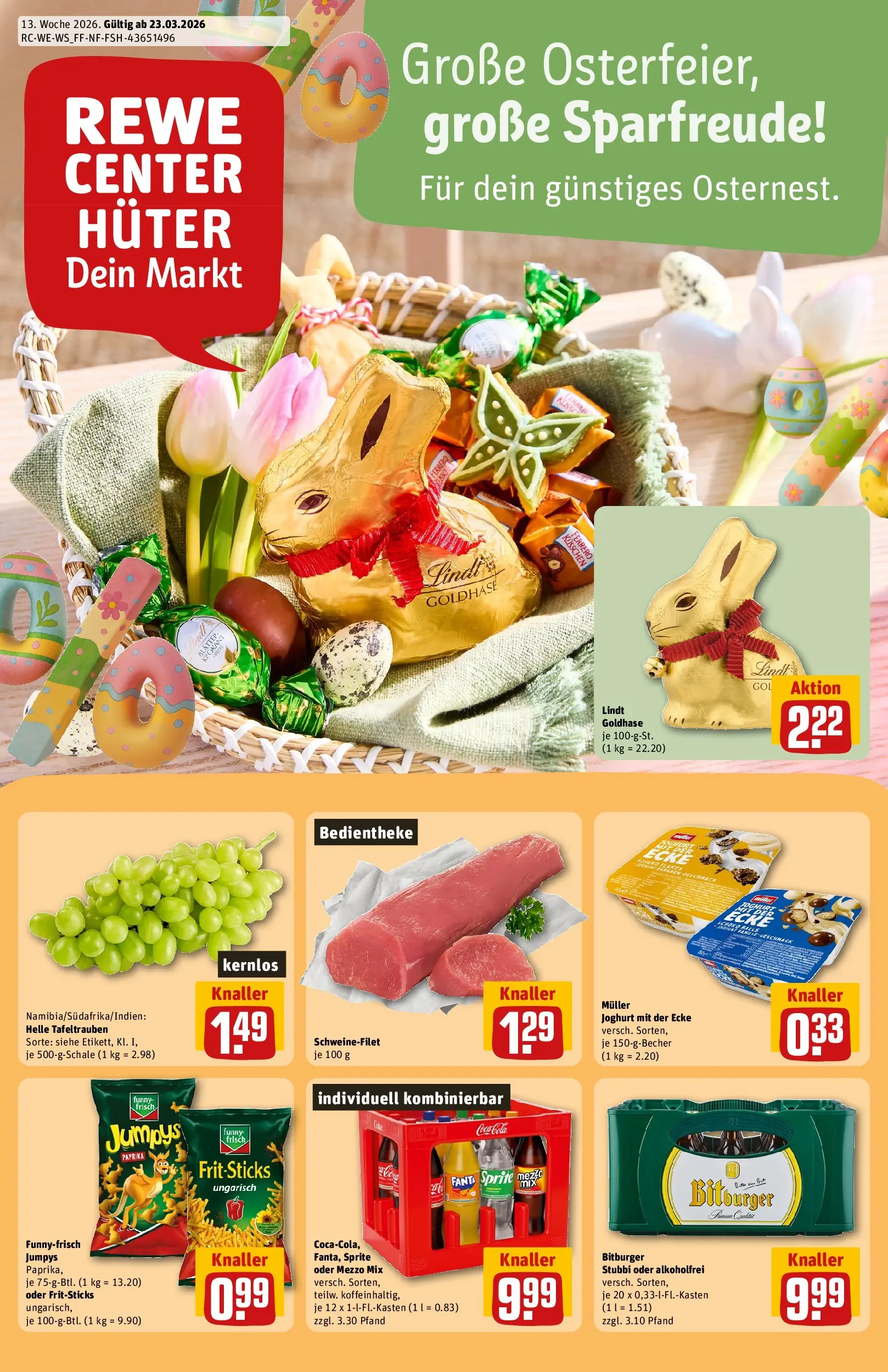 REWE Prospekt ab 23.03.2026 zum Blättern » Angebote | Seite: 1 | Produkte: Mezzo mix, Fanta, Joghurt, Oder mezzo mix