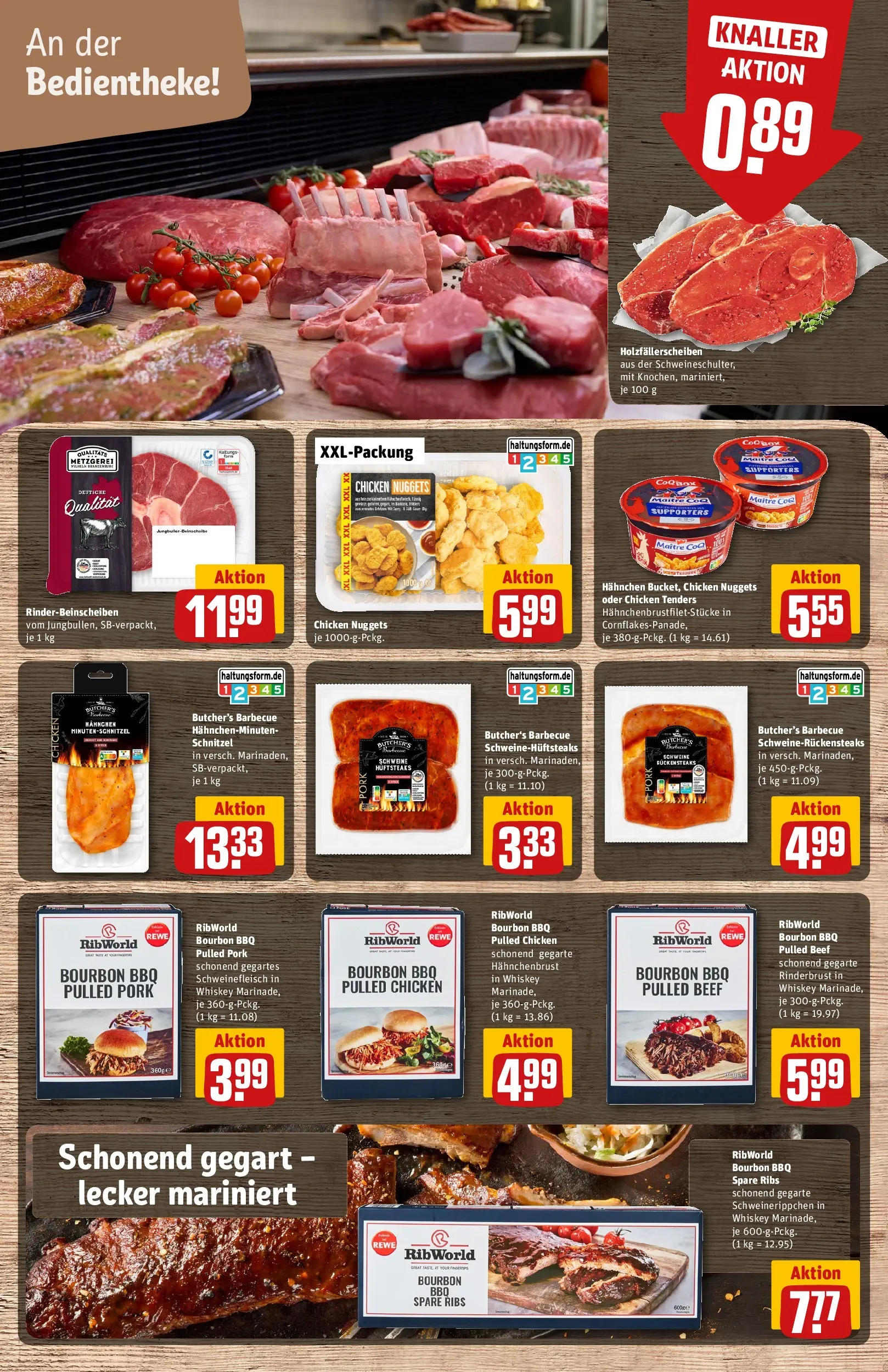 REWE Prospekt ab 23.03.2026 zum Blättern » Angebote | Seite: 10 | Produkte: Spare ribs, Schweinefleisch, Bourbon, Whiskey