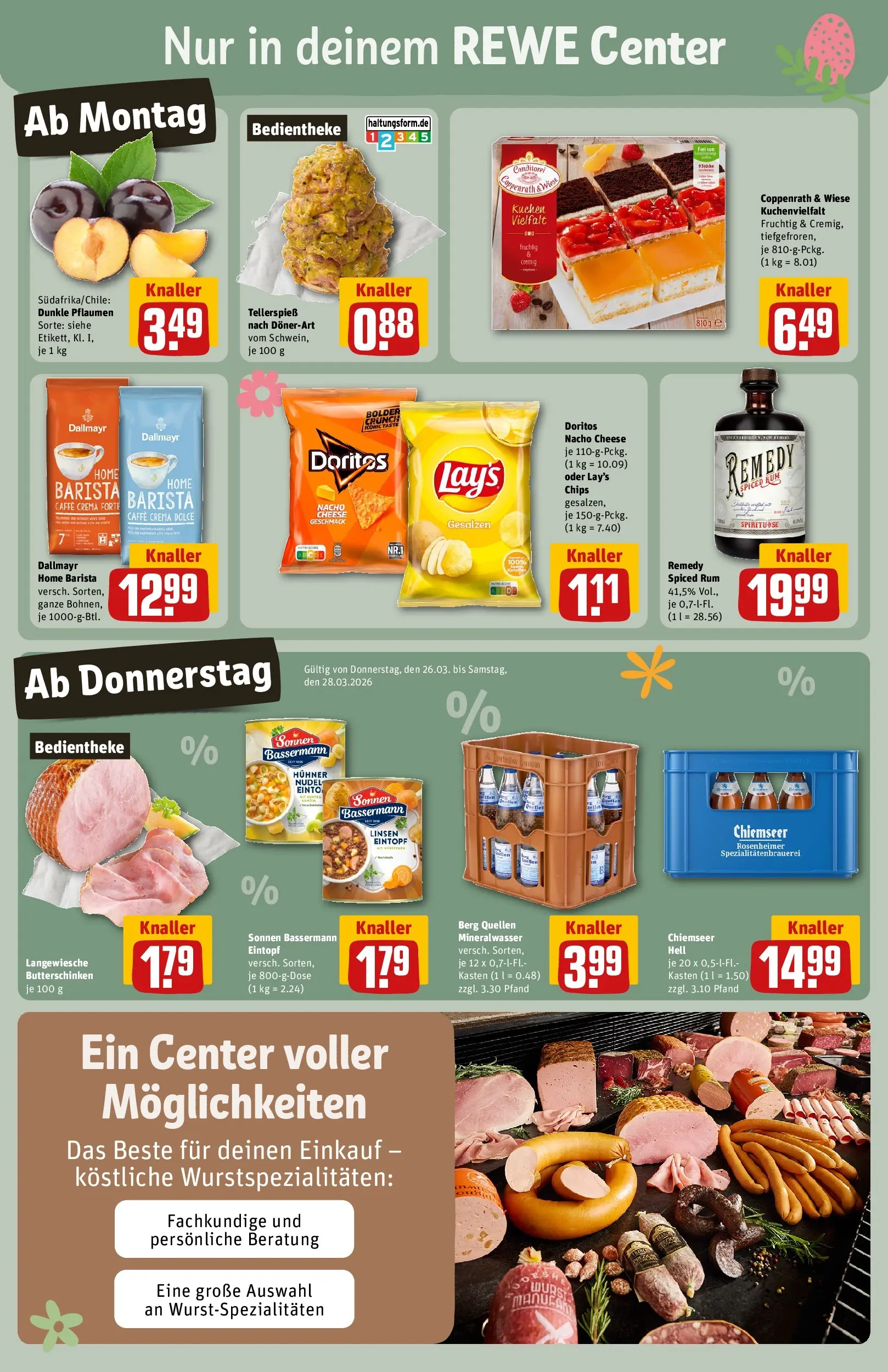 REWE Prospekt ab 23.03.2026 zum Blättern » Angebote | Seite: 3 | Produkte: Rum, Mineralwasser, Dallmayr, Kuchen