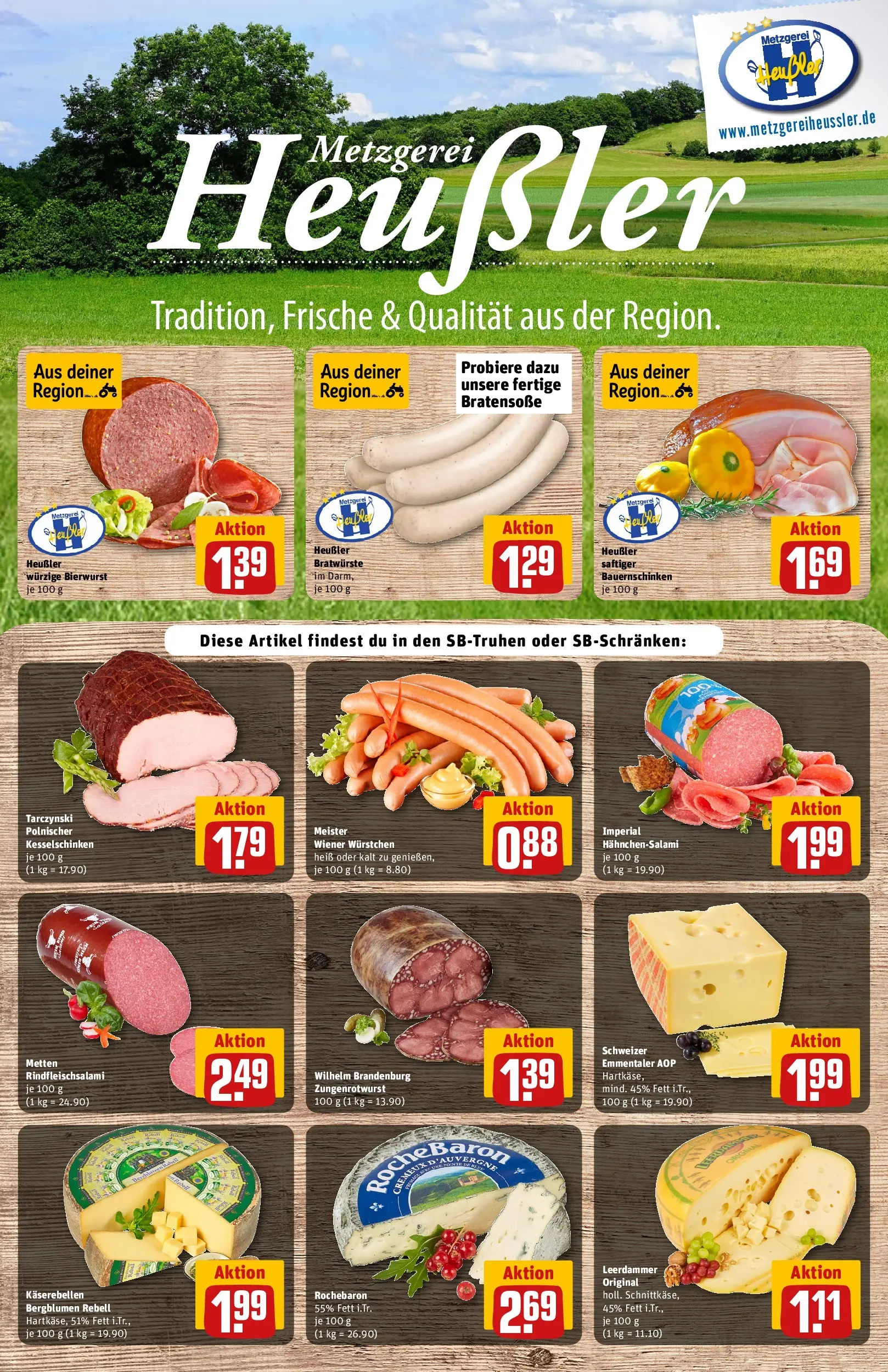 REWE Prospekt ab 23.03.2026 zum Blättern » Angebote | Seite: 14 | Produkte: Wiener wurstchen, Leerdammer, Salami