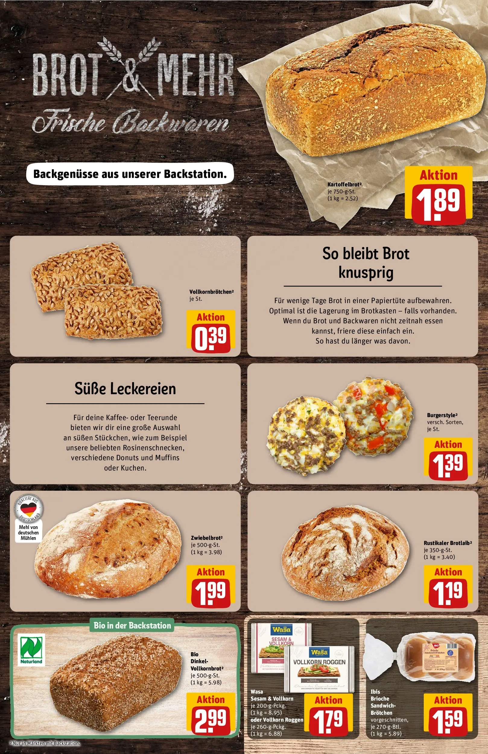 REWE Prospekt ab 23.03.2026 zum Blättern » Angebote | Seite: 15 | Produkte: Mehl, Kaffee, Donuts, Brot