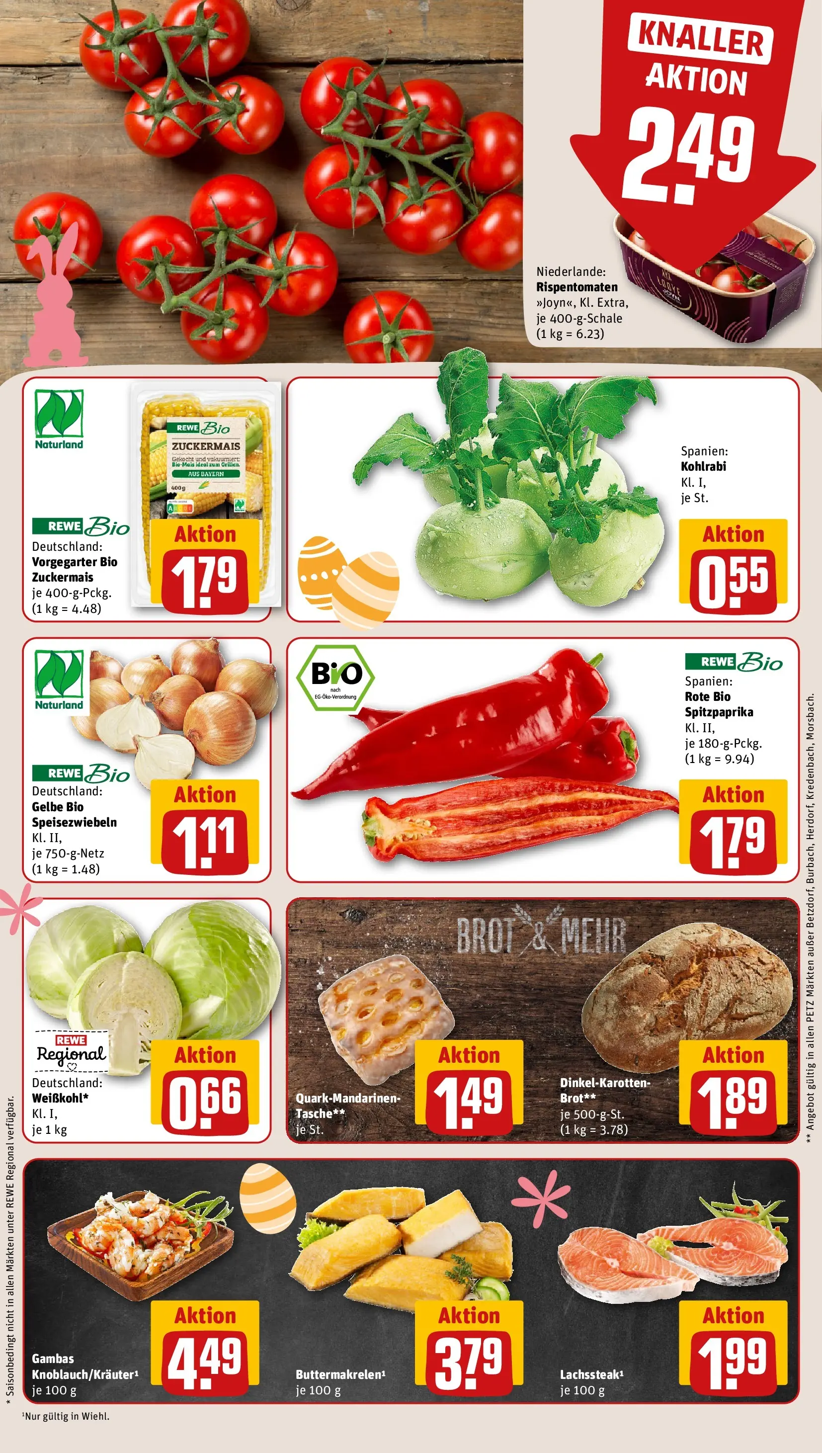 REWE Prospekt ab 23.03.2026 zum Blättern » Angebote | Seite: 9 | Produkte: Butter, Kohlrabi, Brot, Steak