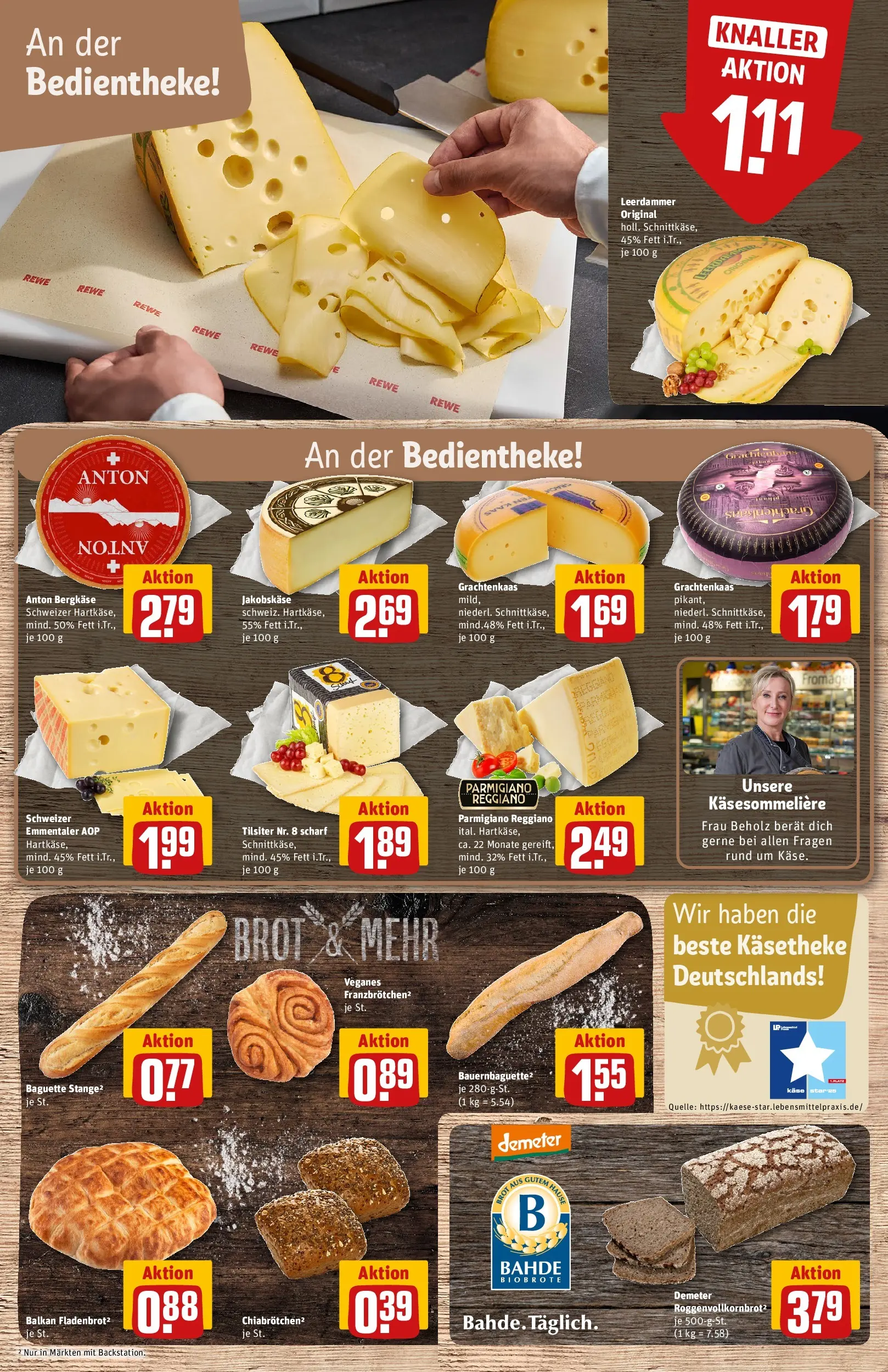 REWE Prospekt ab 23.03.2026 zum Blättern » Angebote | Seite: 13 | Produkte: Käse, Baguette, Leerdammer, Brot