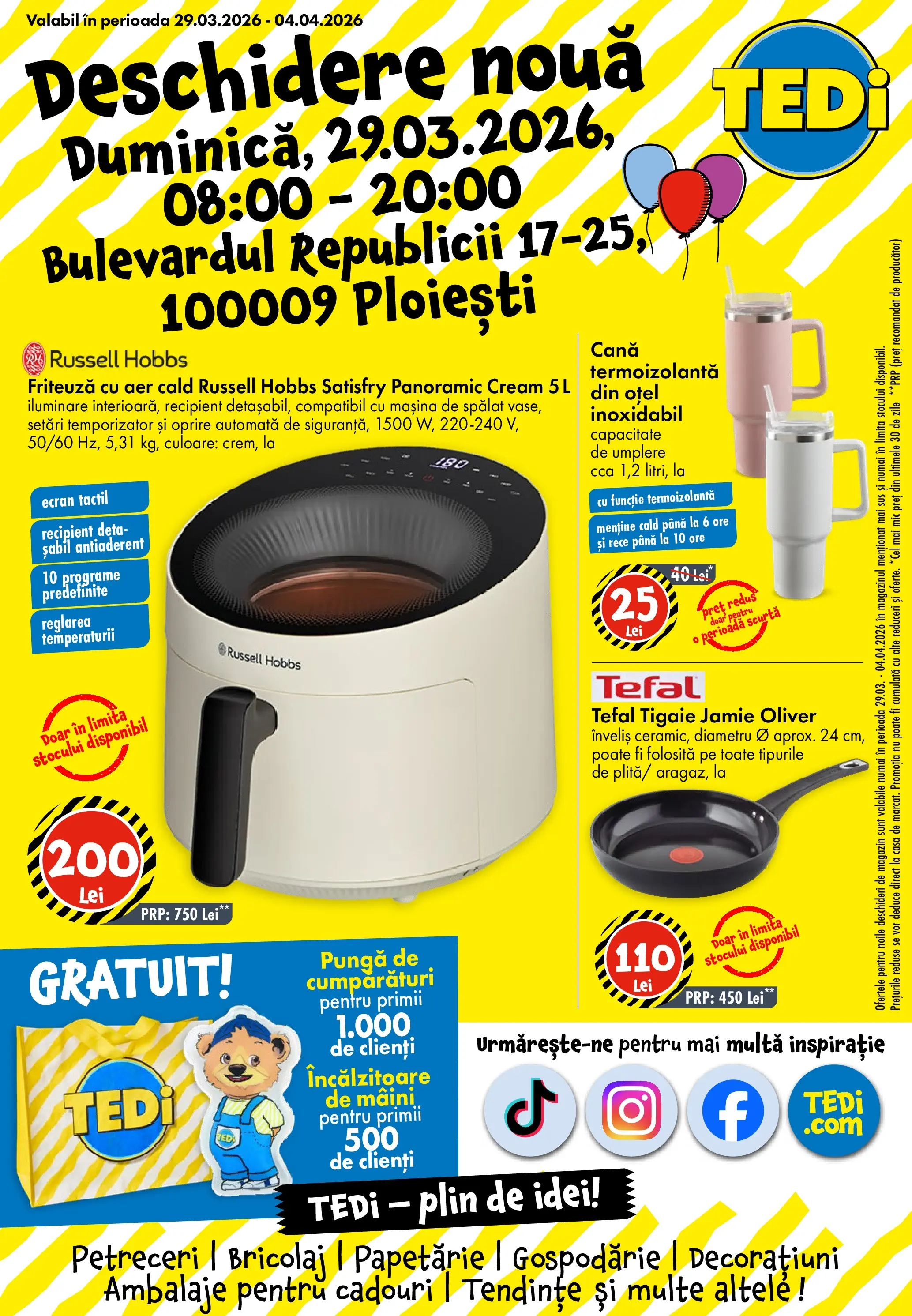 TEDi Catalog Ploiesti - Oferta 29.03.2026 - 04.04.2026 | Pagină: 1 | Produse: Pungă, Ginseng, Mașină De Spălat, Tigaie
