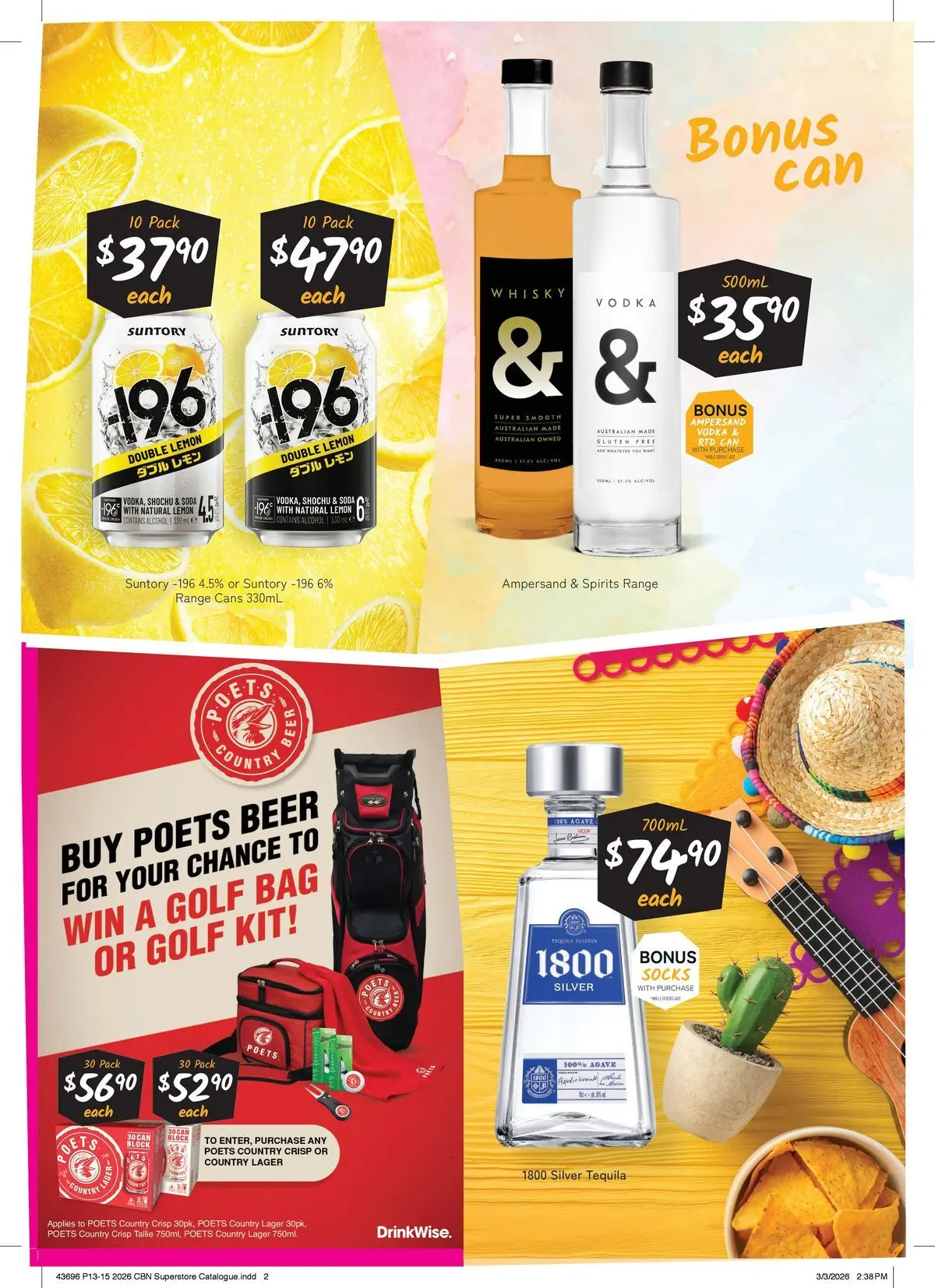 Deals - Good Shout! QLD SS 23/03 - 22/03/2026 > weekly / monthly specials | Page: 2 | Products: Vodka, Socks, Lemon, Bag