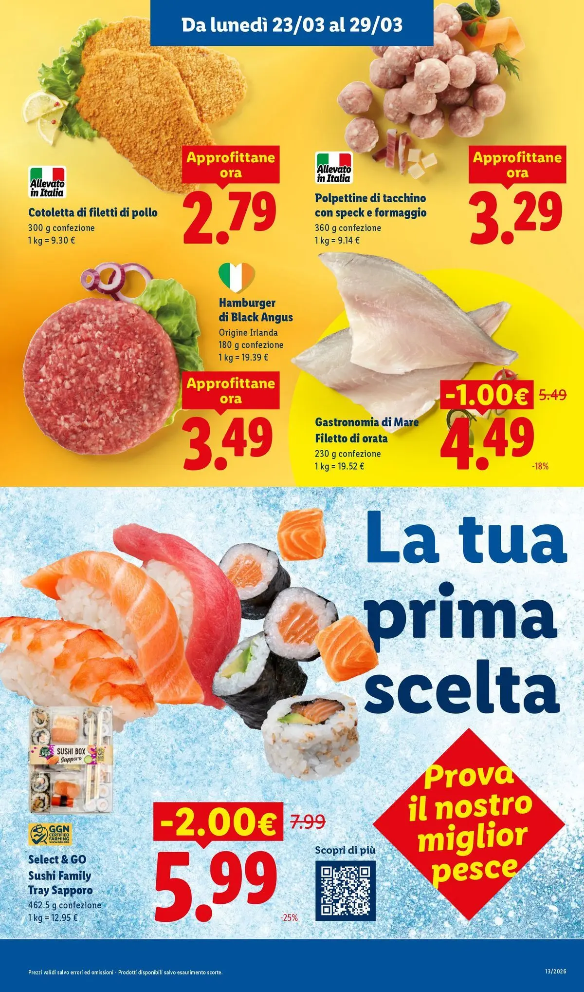 LIDL volantino della prossima settimana dal ﻿22/03/2026﻿ 📣 | Pagina: 7 | Prodotti: Speck, Formaggio, Sushi, Hamburger