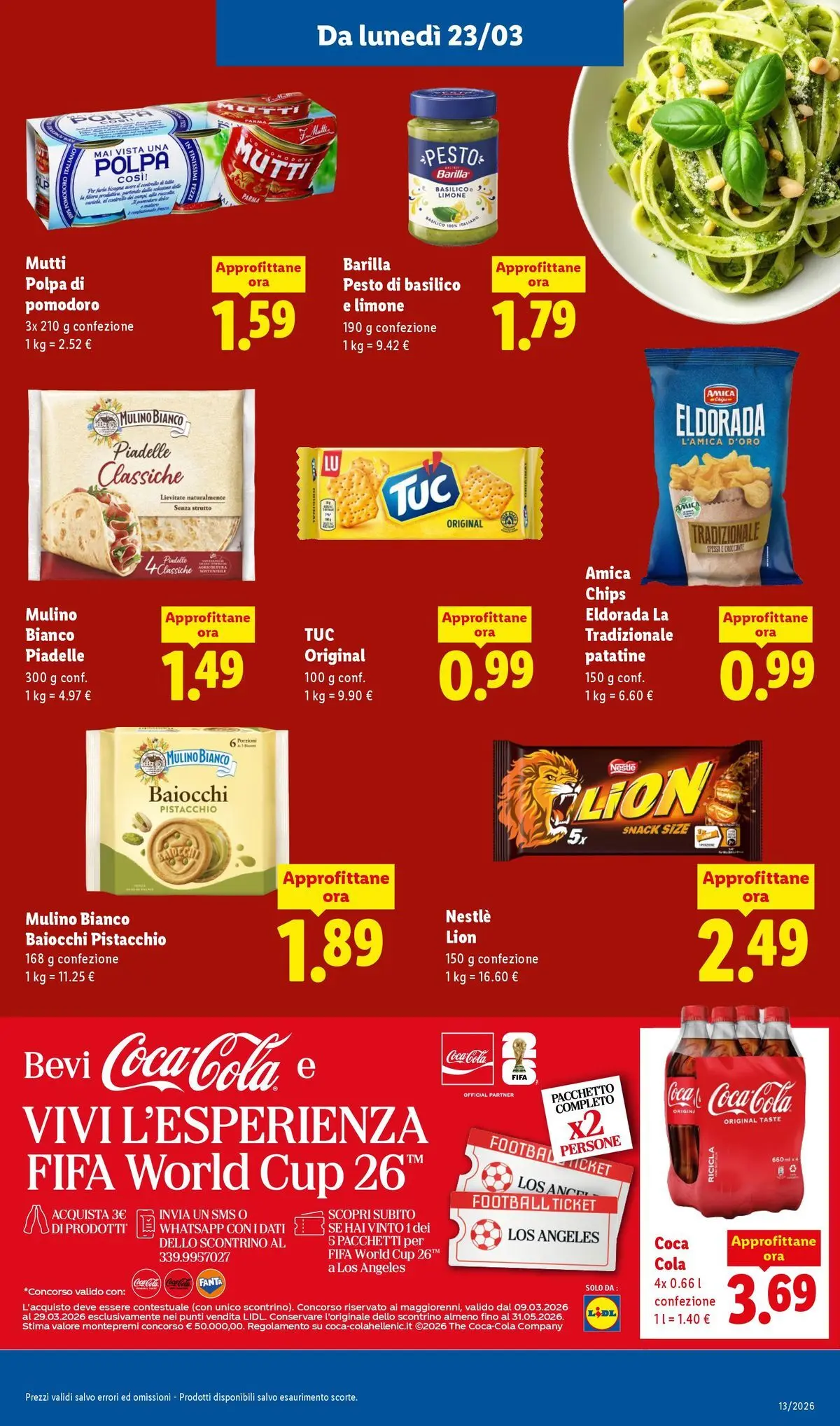 LIDL volantino della prossima settimana dal ﻿22/03/2026﻿ 📣 | Pagina: 13 | Prodotti: Patatine, Pomodoro, Mutti, Coca Cola