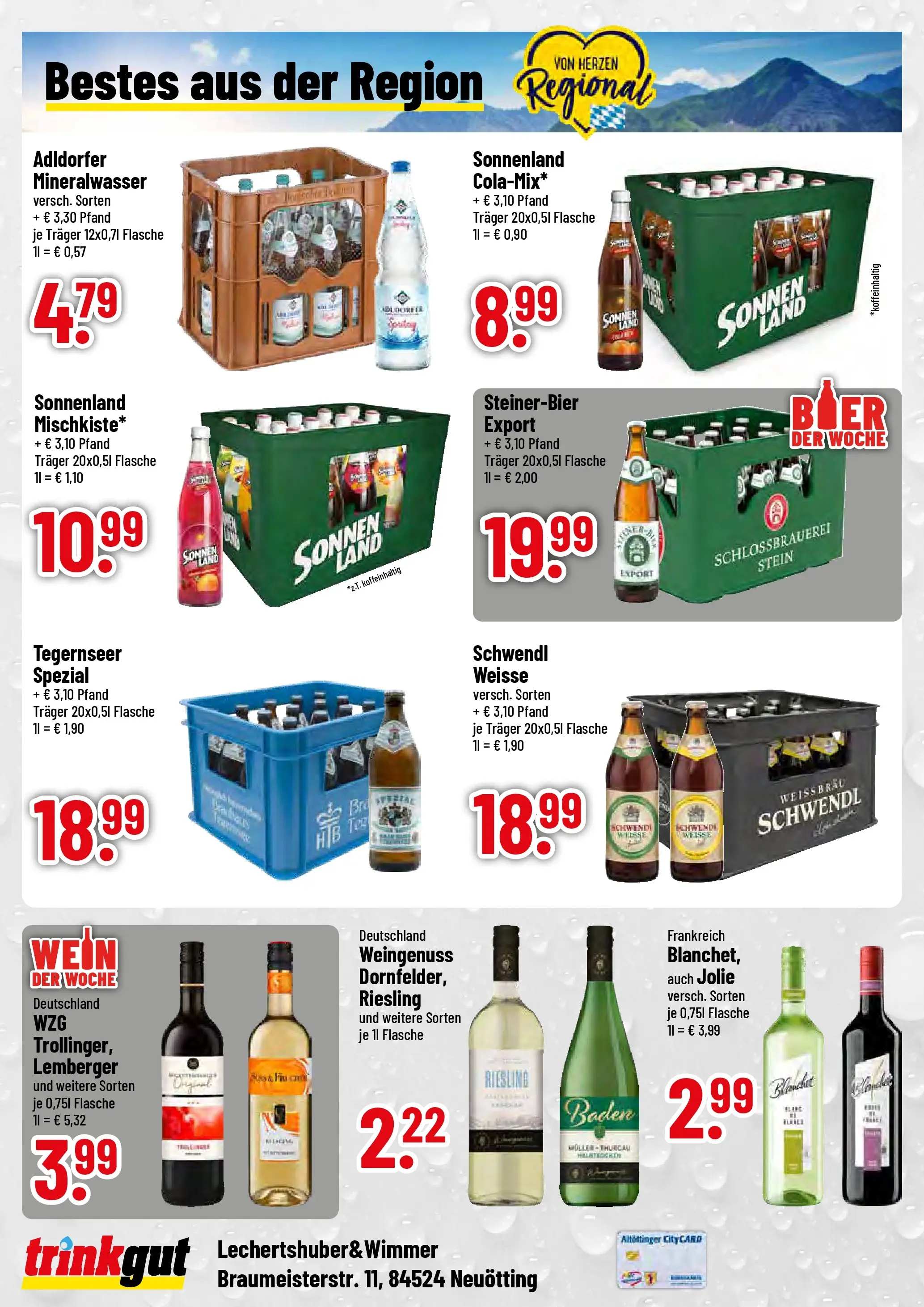 Trinkgut Prospekt Neuötting	 (ab 23.03.2026) » Angebote online | Seite: 4 | Produkte: Mineralwasser, Wein