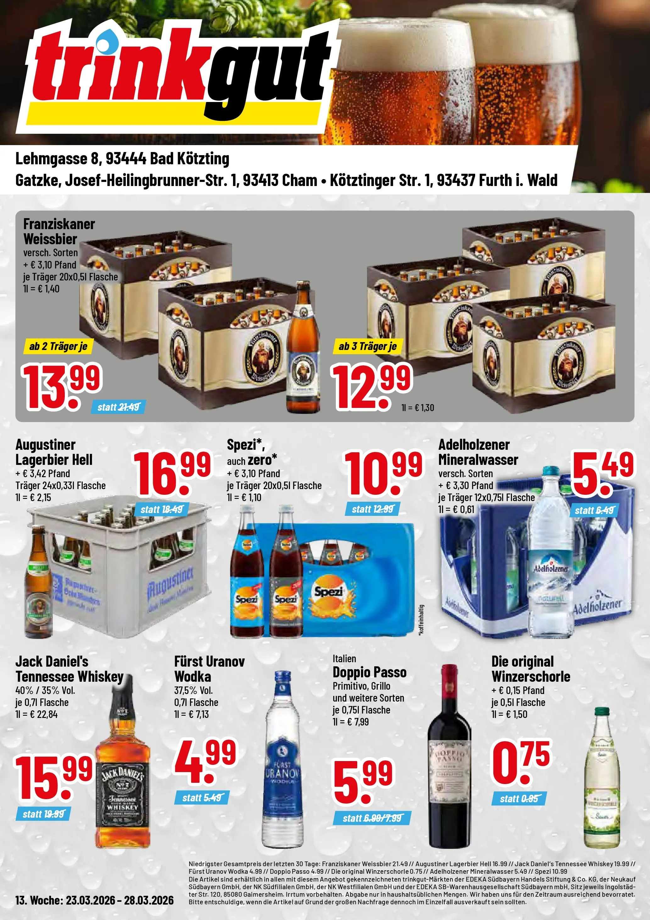 Trinkgut Prospekt Furth Im Wald	 (ab 22.03.2026) » Angebote online | Seite: 1 | Produkte: Weißbier, Bad, Doppio Passo, Whiskey