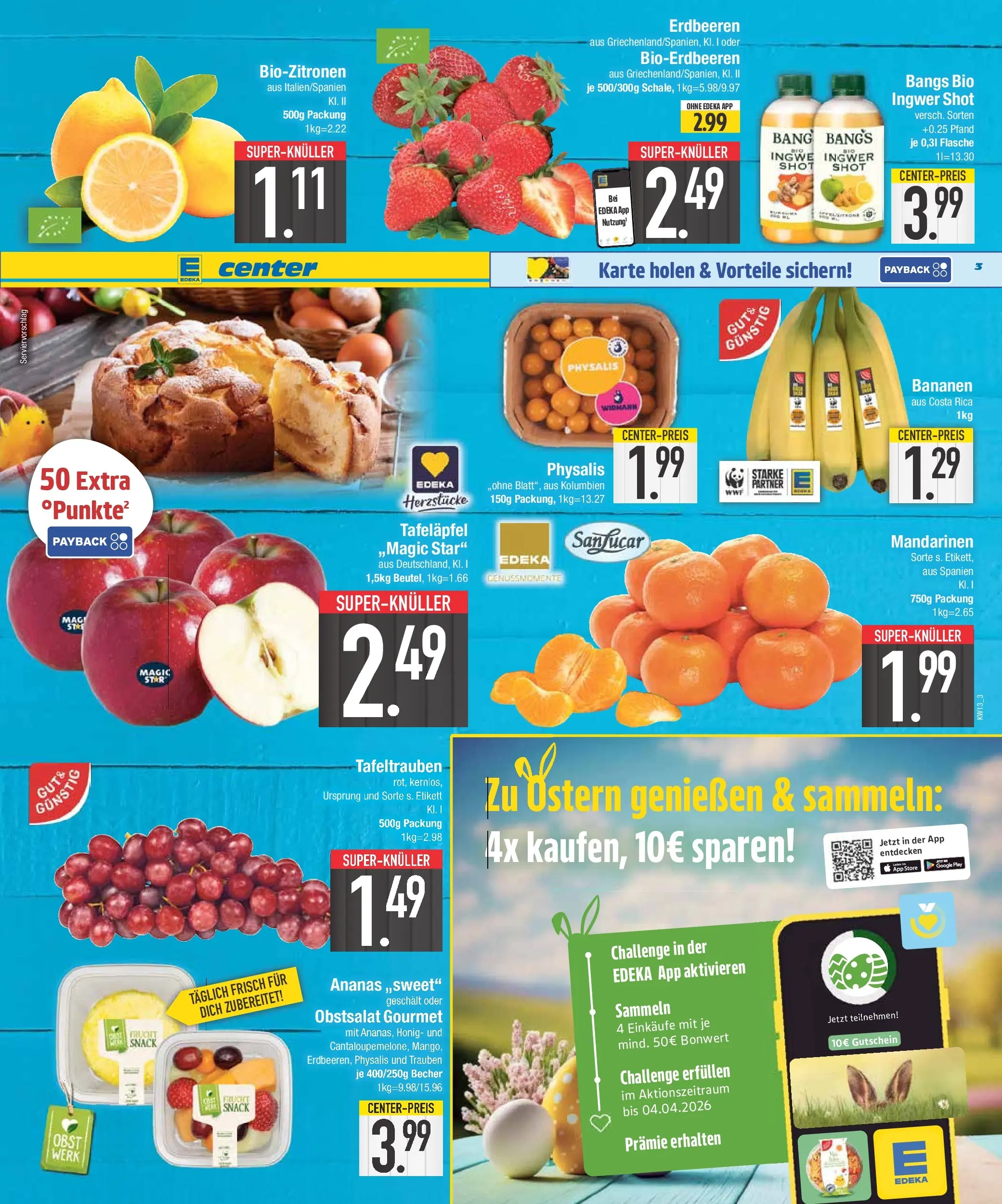 E center Prospekt Bad Reichenhall	 (ab 22.03.2026) zum Blättern | Seite: 3 | Produkte: Trauben, Mandarinen, Obst, Erdbeeren