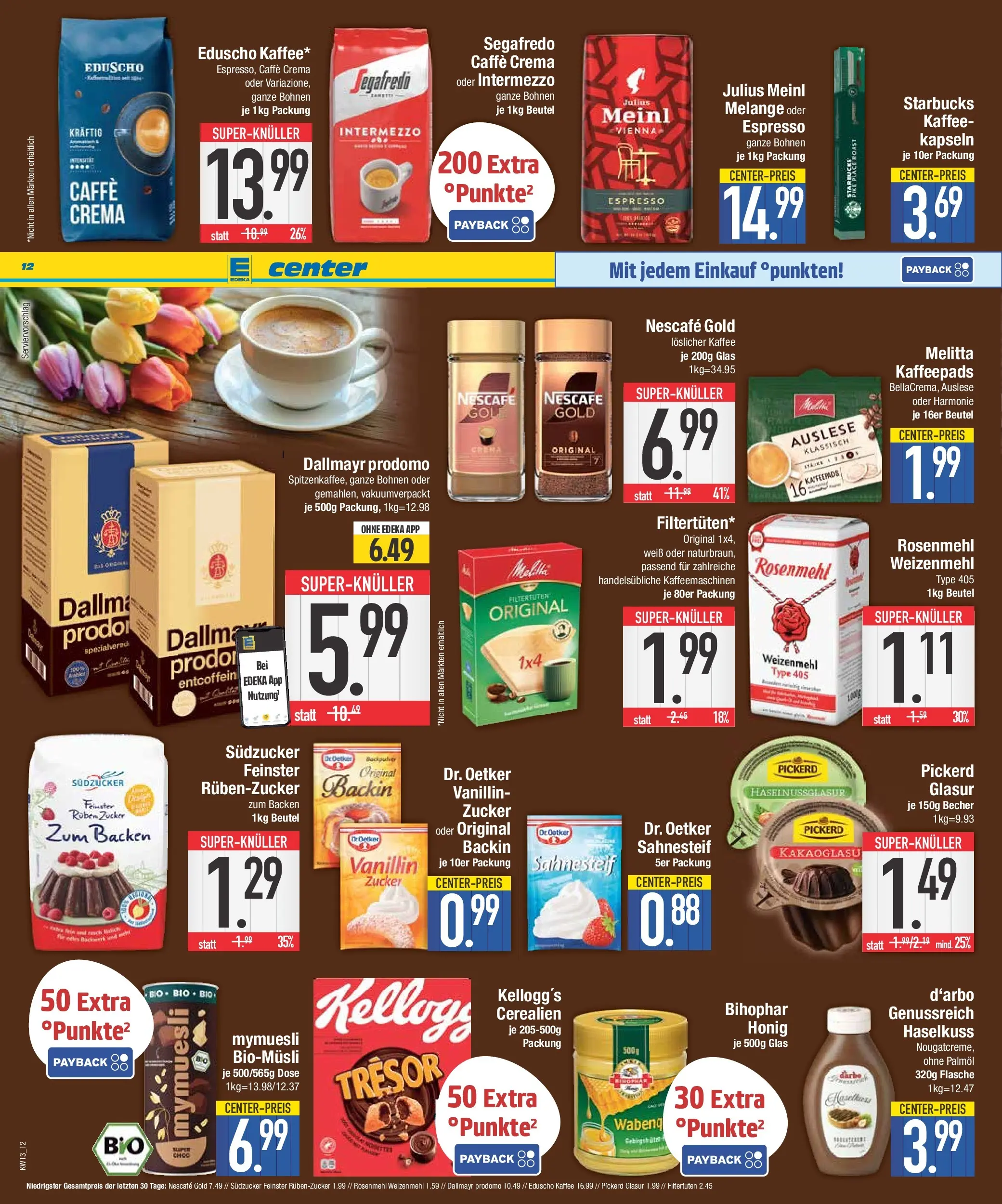 E center Prospekt Bad Reichenhall	 (ab 22.03.2026) zum Blättern | Seite: 12 | Produkte: Nescafe, Starbucks, Weizenmehl, Segafredo