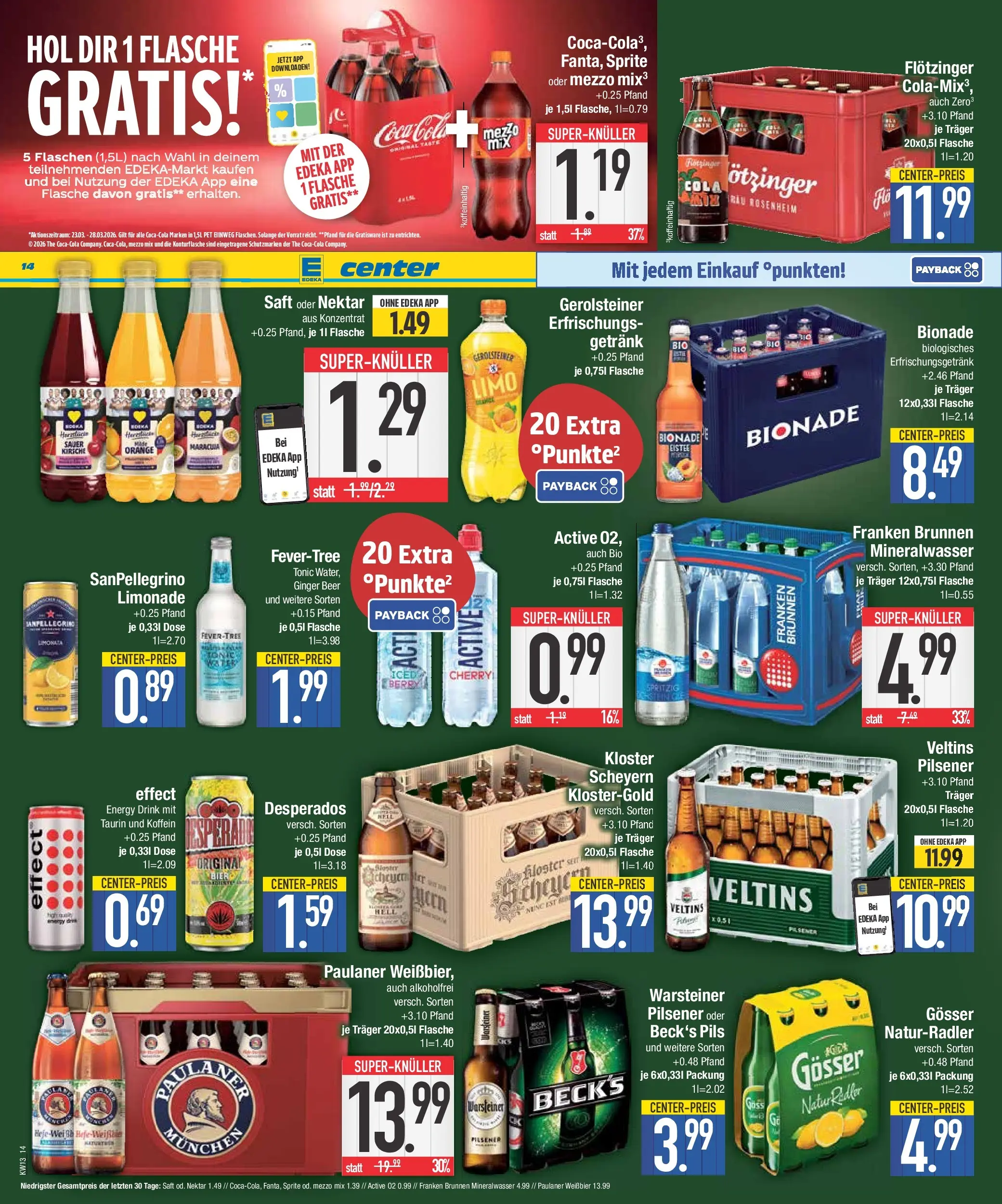 E center Prospekt Bad Reichenhall	 (ab 22.03.2026) zum Blättern | Seite: 14 | Produkte: Energy, Weißbier, Pils, Bionade