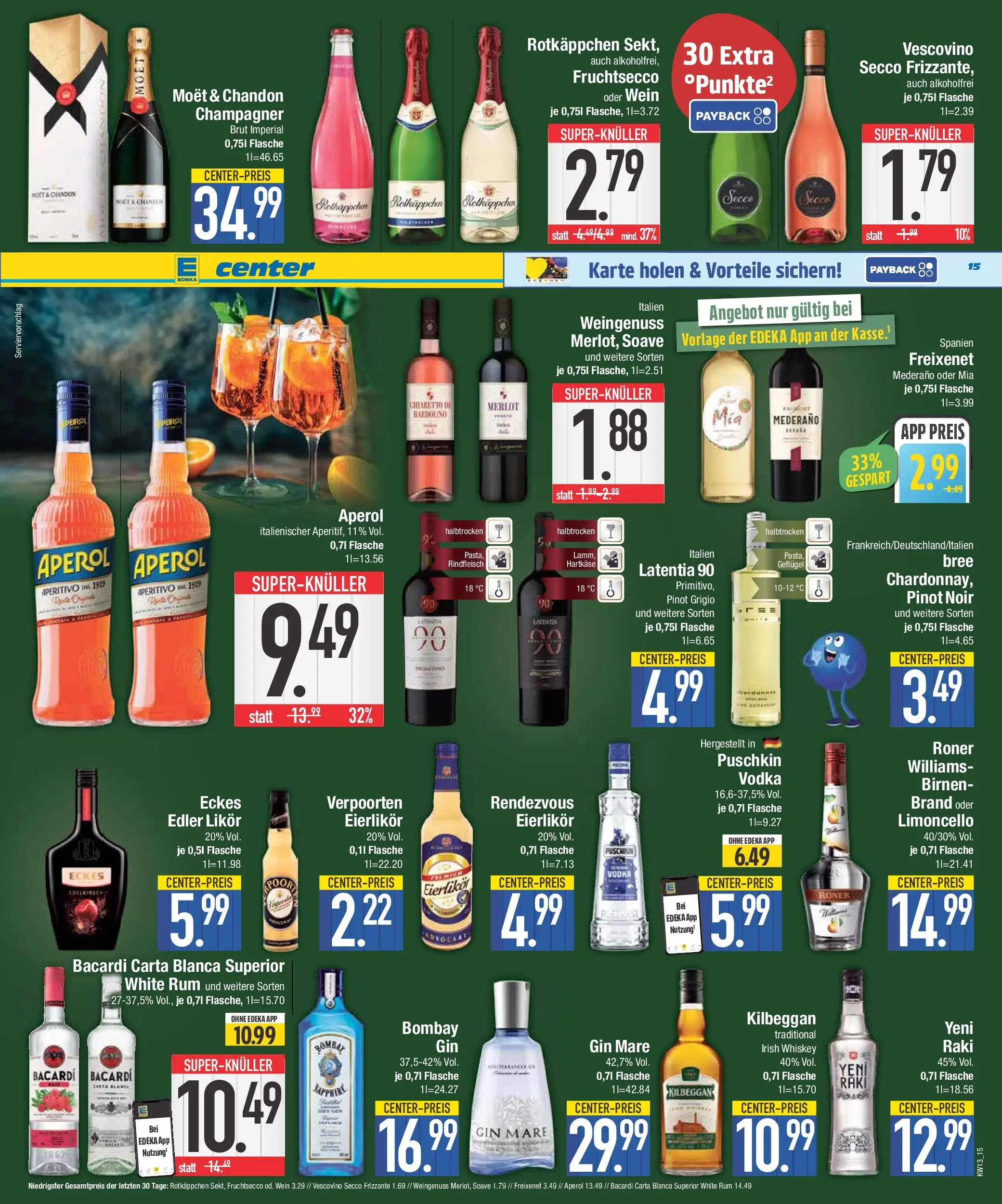 E center Prospekt Bad Reichenhall	 (ab 22.03.2026) zum Blättern | Seite: 15 | Produkte: Bacardi, Bree, Limoncello, Pasta