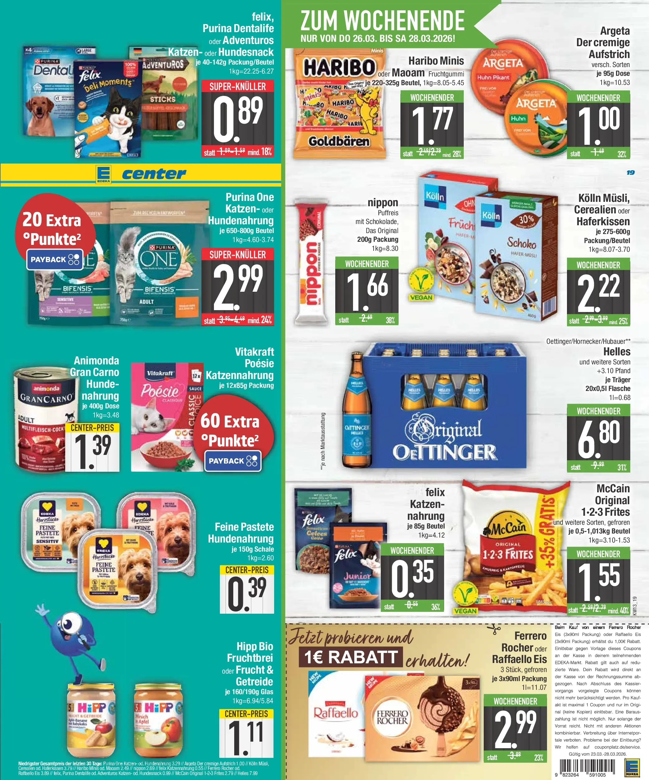 E center Prospekt Bad Reichenhall	 (ab 22.03.2026) zum Blättern | Seite: 19 | Produkte: Kolln, McCain, Getreide, Eis