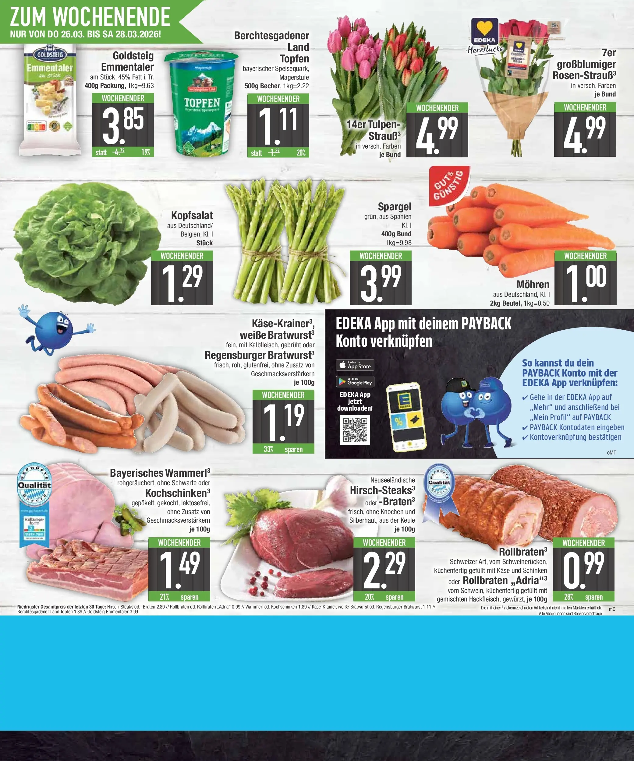 Edeka prospekt Neuburg an der Donau	 (ab 22.03.2026) » Angebote Online | Seite: 20 | Produkte: Quark, Käse, Bratwurst, Steak