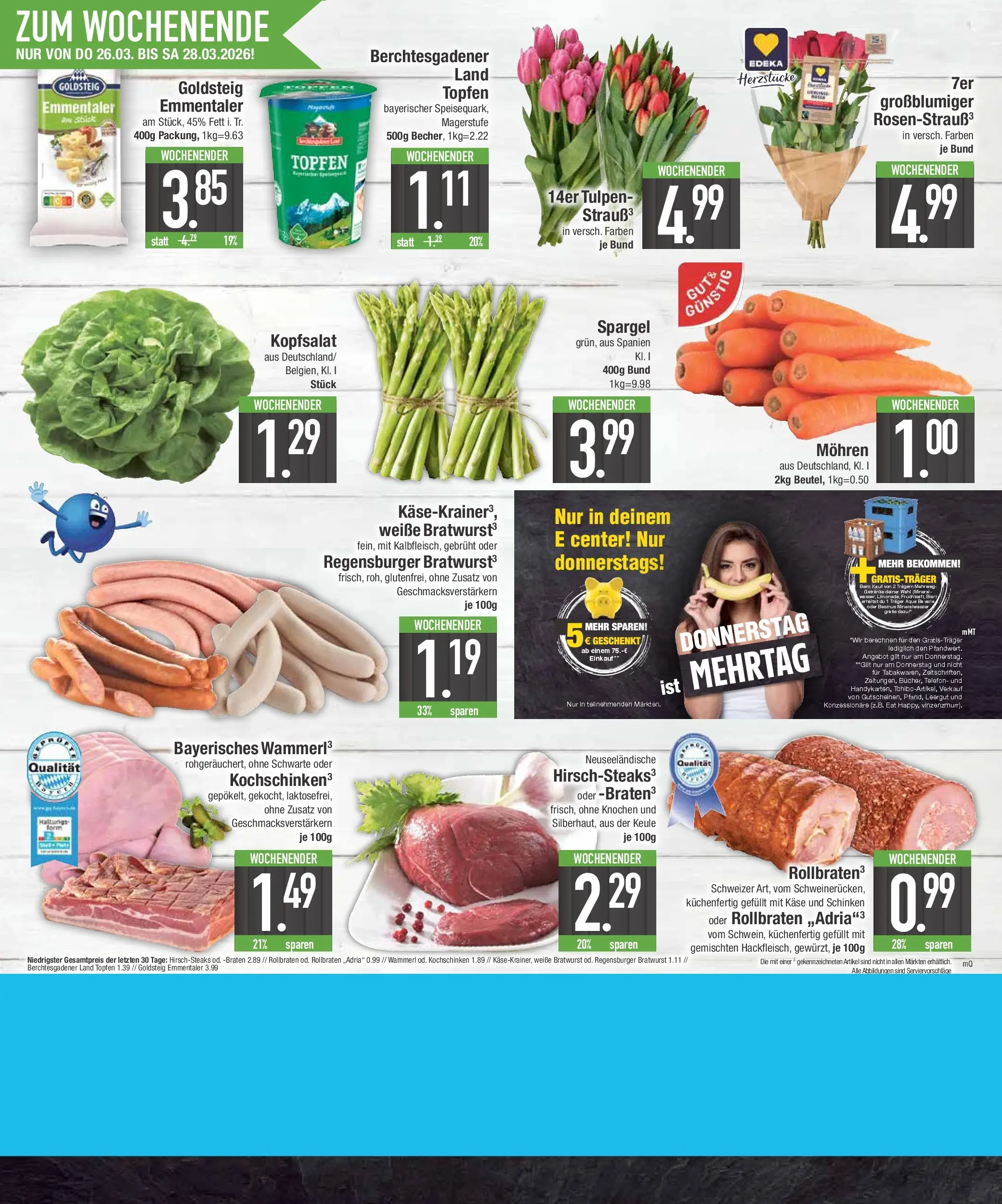 E center Prospekt Bad Reichenhall	 (ab 22.03.2026) zum Blättern | Seite: 20 | Produkte: Käse, Bier, Mineralwasser, Schinken
