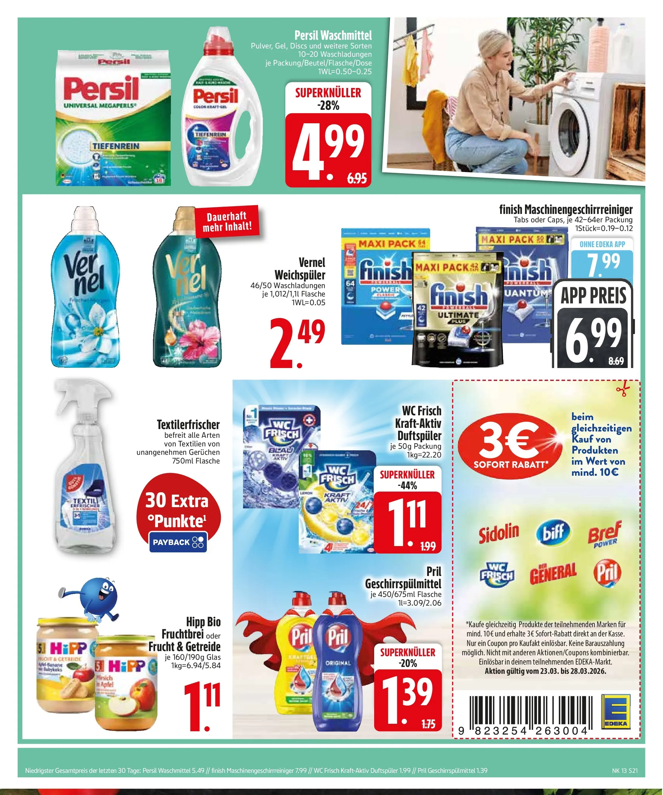 Edeka prospekt Vohburg	 (ab 22.03.2026) » Angebote Online | Seite: 23 | Produkte: Finish, Weichspüler, Geschirrspülmittel, Getreide