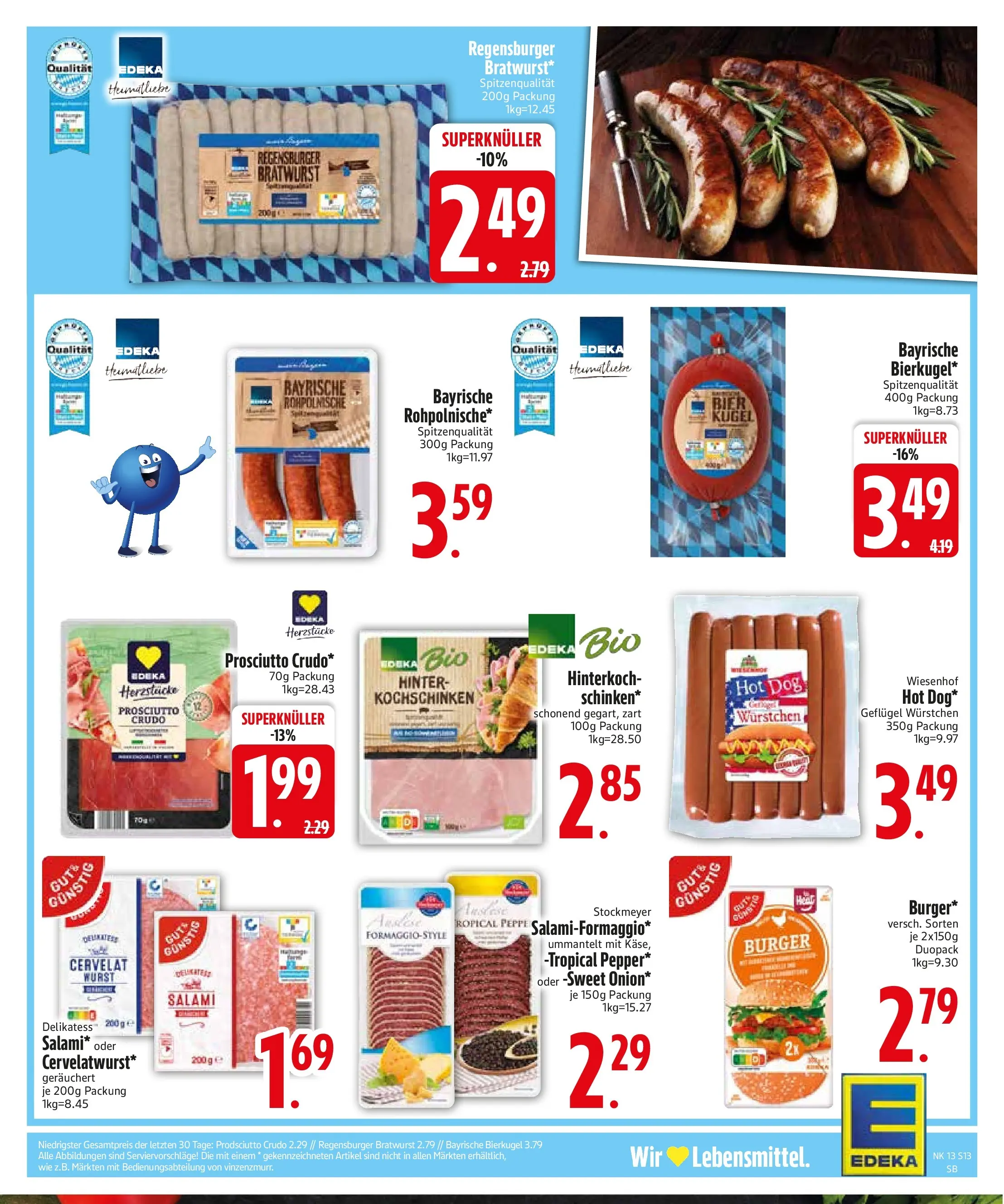Edeka prospekt München	 (ab 22.03.2026) » Angebote Online | Seite: 15 | Produkte: Bratwurst, Burger, Wurst, Salami
