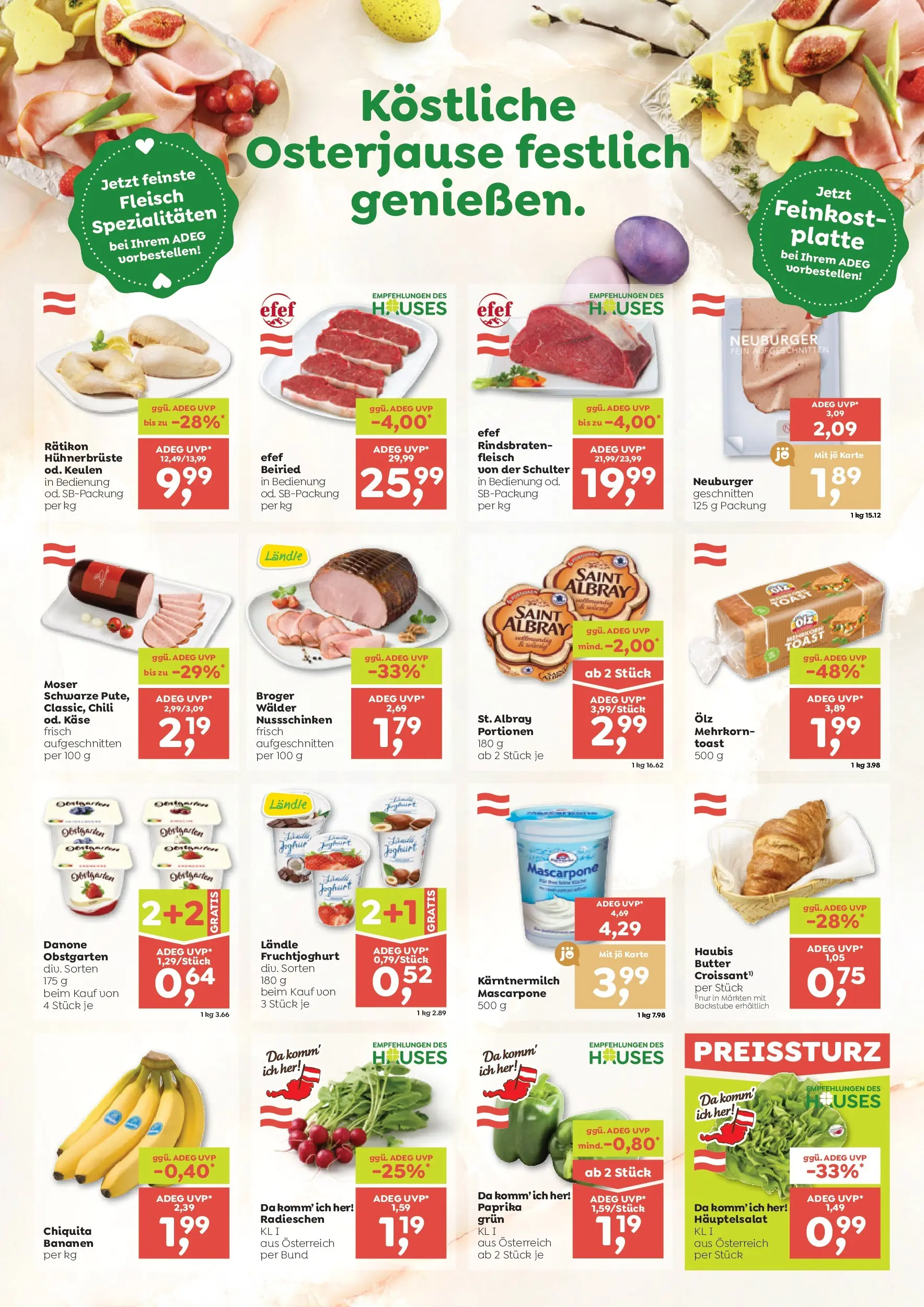 ADEG Sonntag, Laterns, Schoppernau von 26.03.2026 - Aktuelle Angebote | Seite: 3 | Produkte: Butter, Käse, Joghurt, Bananen