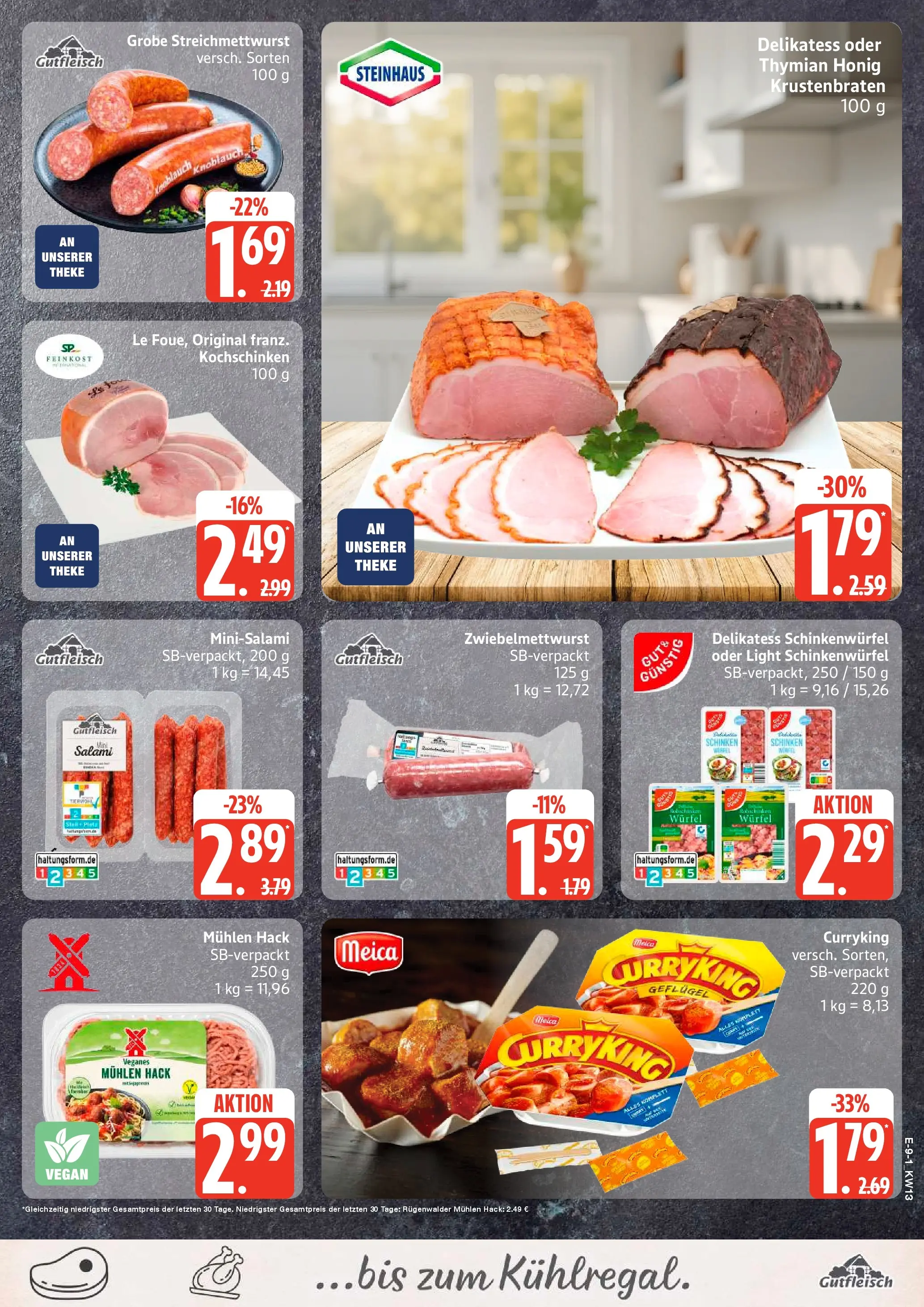 Edeka prospekt Rostock	 (ab 22.03.2026) » Angebote Online | Seite: 9 | Produkte: Krustenbraten, Meica, Salami, Schinken