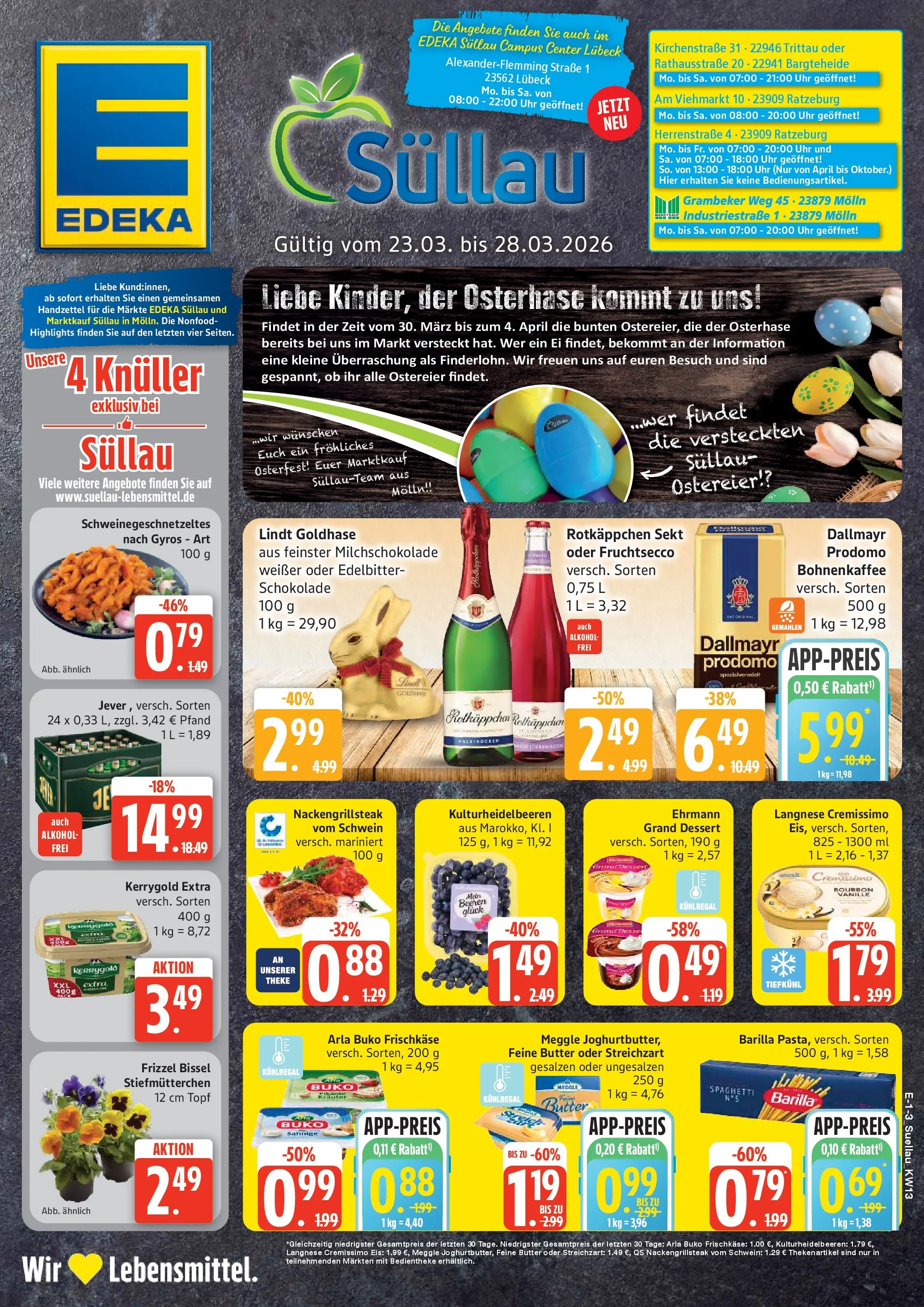 Edeka prospekt Ratzeburg	 (ab 23.03.2026) » Angebote Online | Seite: 1 | Produkte: Butter, Schokolade, Jever, Lindt