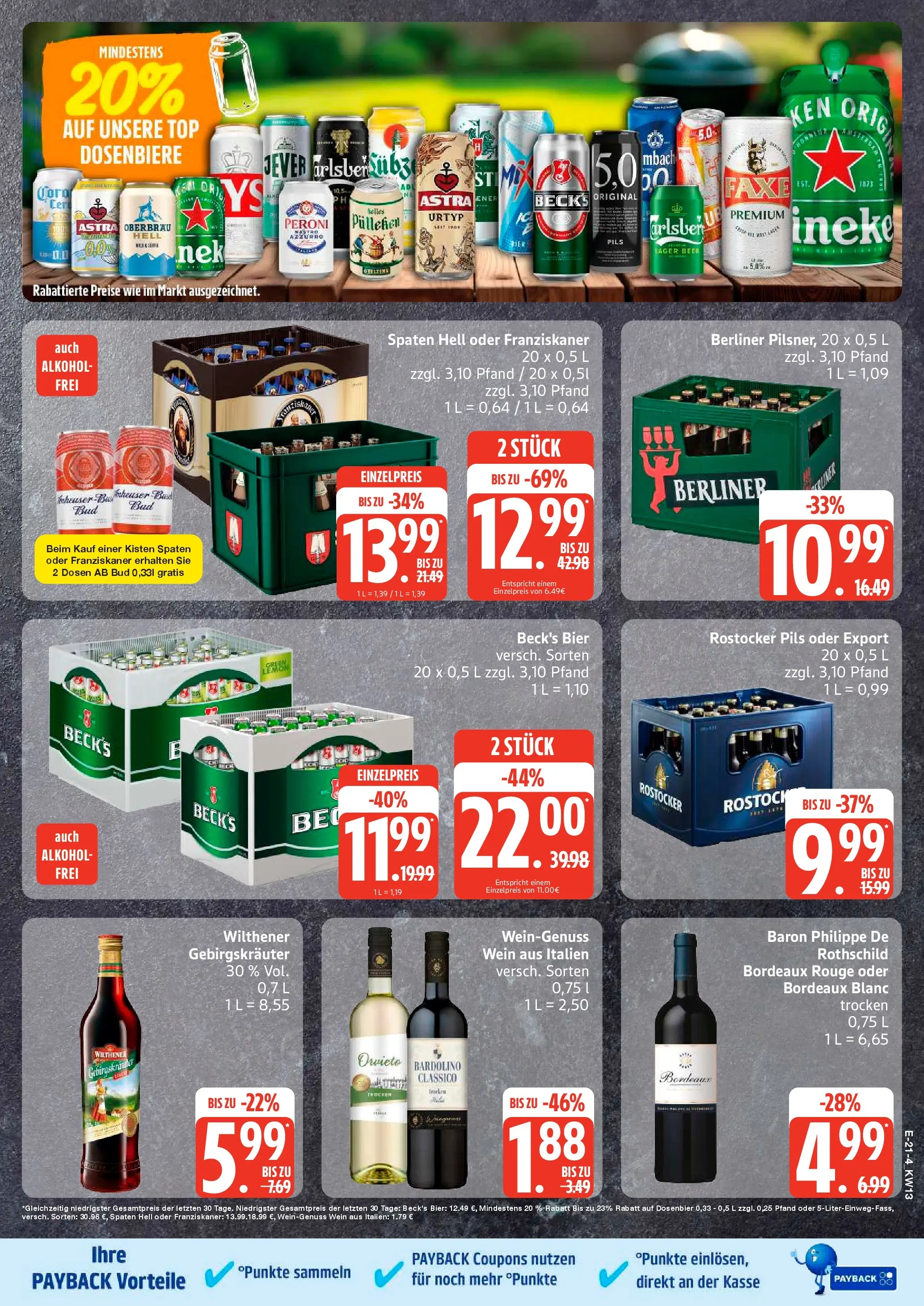 Edeka prospekt Rostock	 (ab 22.03.2026) » Angebote Online | Seite: 23 | Produkte: Berliner, Franziskaner, Wilthener gebirgskrauter, Dosenbier