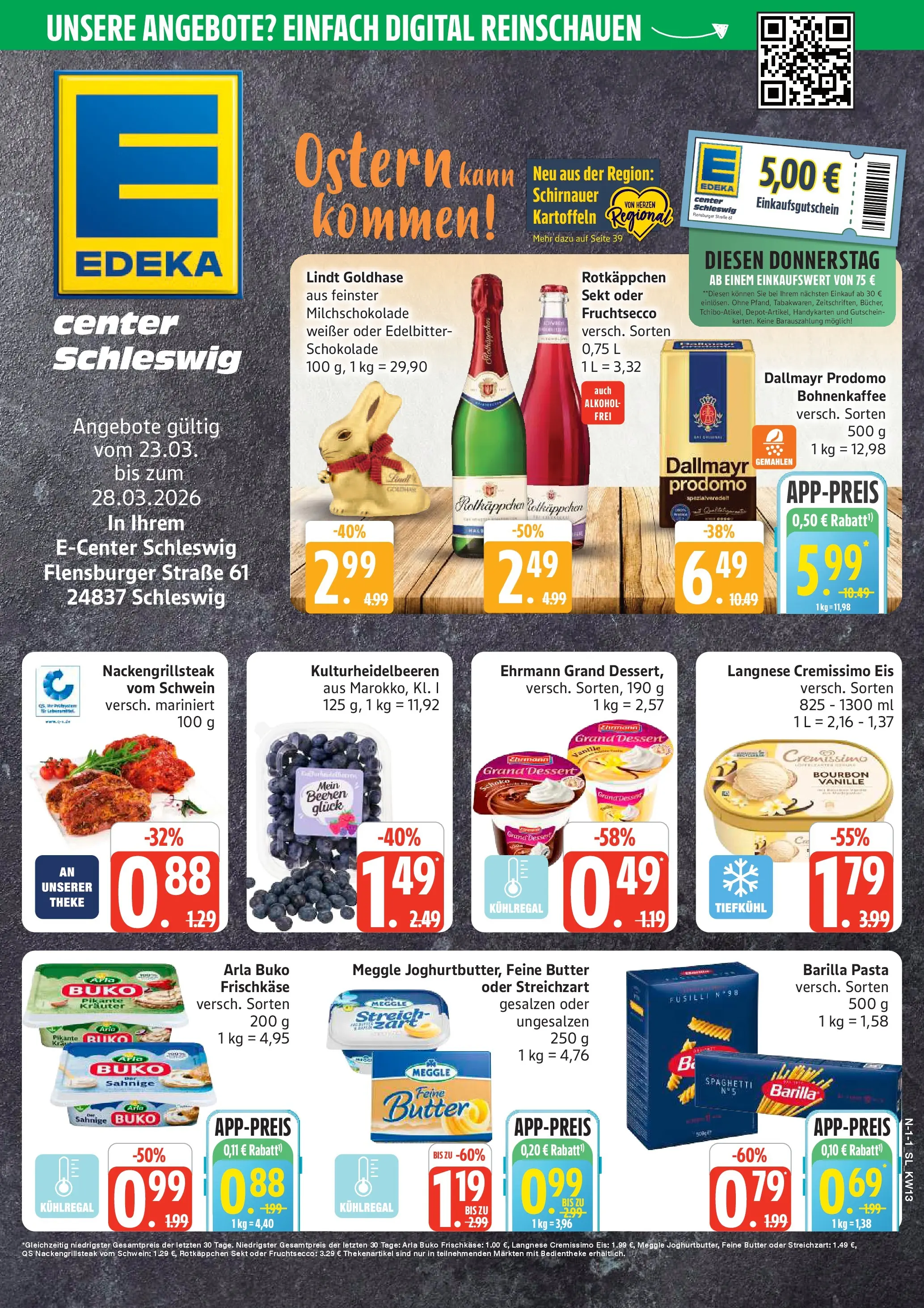 Edeka prospekt Schleswig	 (ab 23.03.2026) » Angebote Online | Seite: 1 | Produkte: Fruchtsecco, Dallmayr, Bourbon, Eis