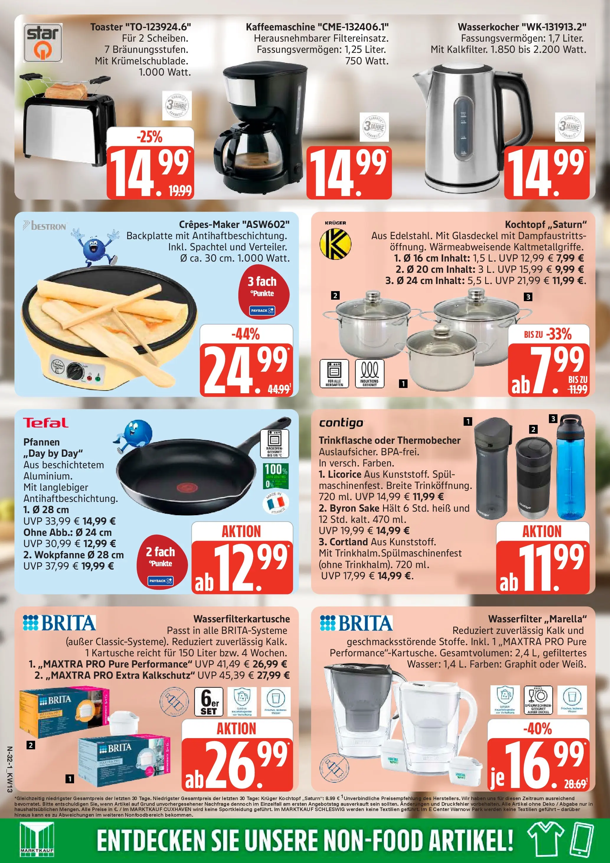 Marktkauf Prospekt Cuxhaven	 (ab 22.03.2026) » Angebote online | Seite: 32 | Produkte: Kaffeemaschine, Wasserkocher, Toaster, Wasser