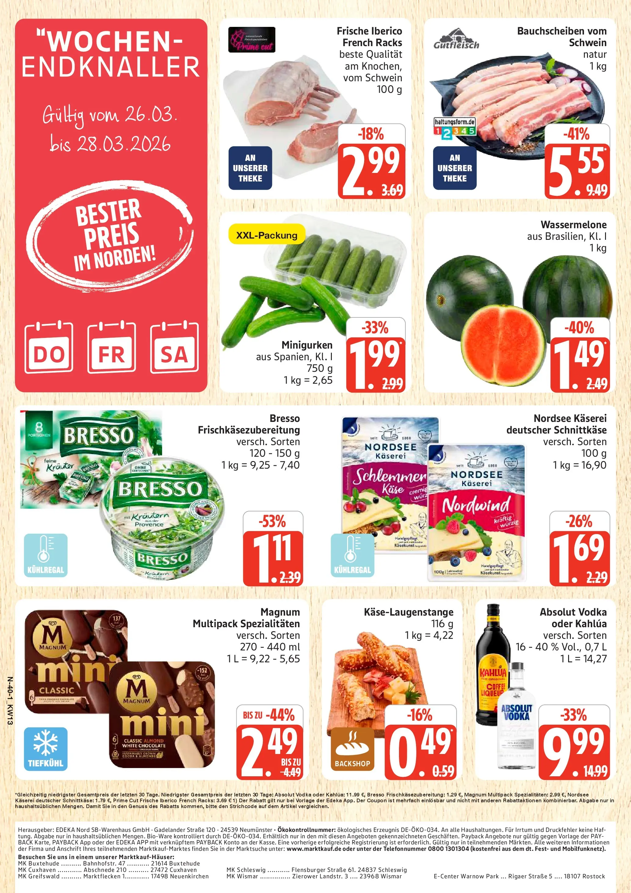 Marktkauf Prospekt Cuxhaven	 (ab 22.03.2026) » Angebote online | Seite: 40 | Produkte: Käse, Flensburger, Wassermelone, Vodka