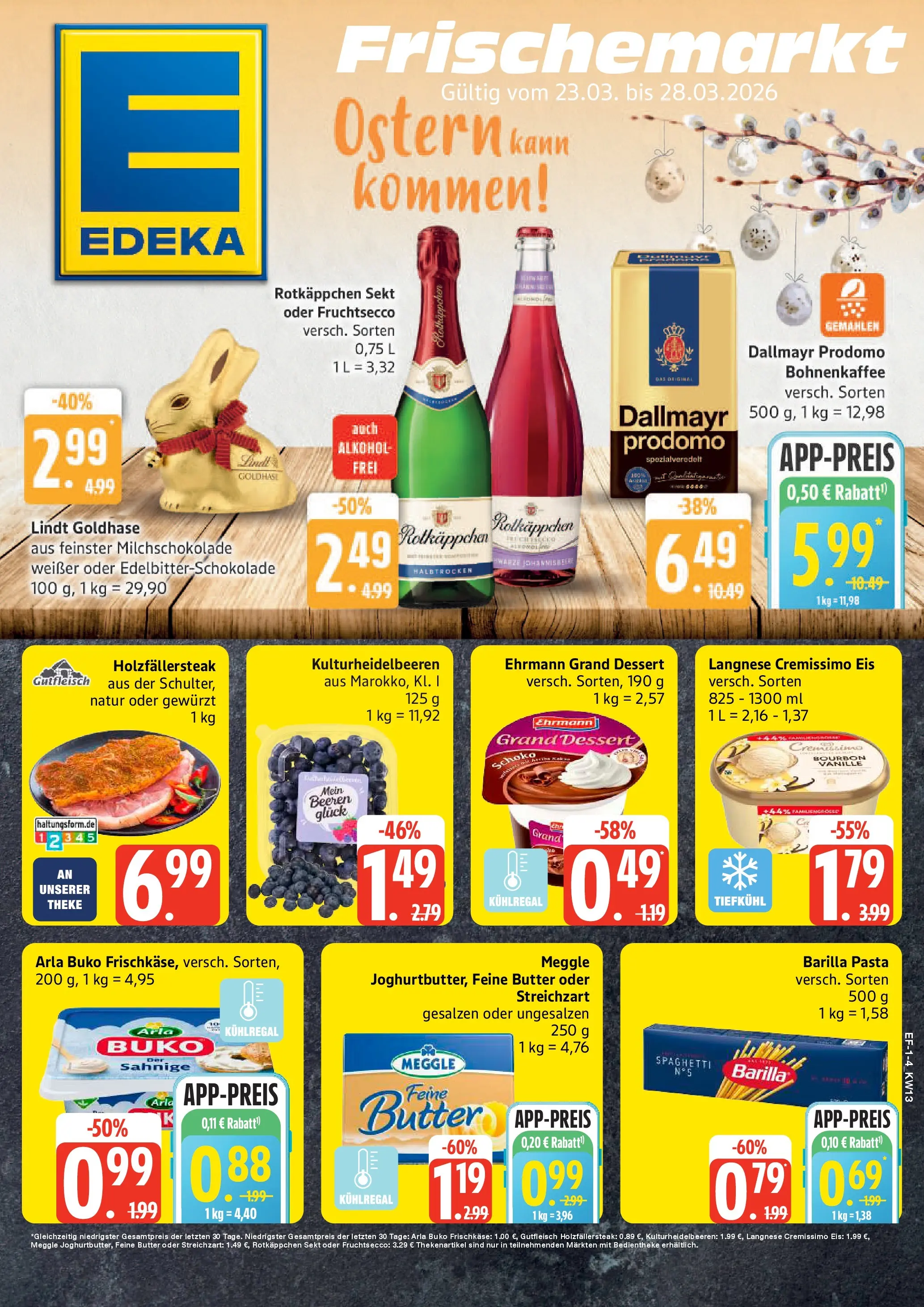 Edeka prospekt Lassan	 (ab 22.03.2026) » Angebote Online | Seite: 1 | Produkte: Theke, Ehrmann grand dessert, Fruchtsecco, Arla buko