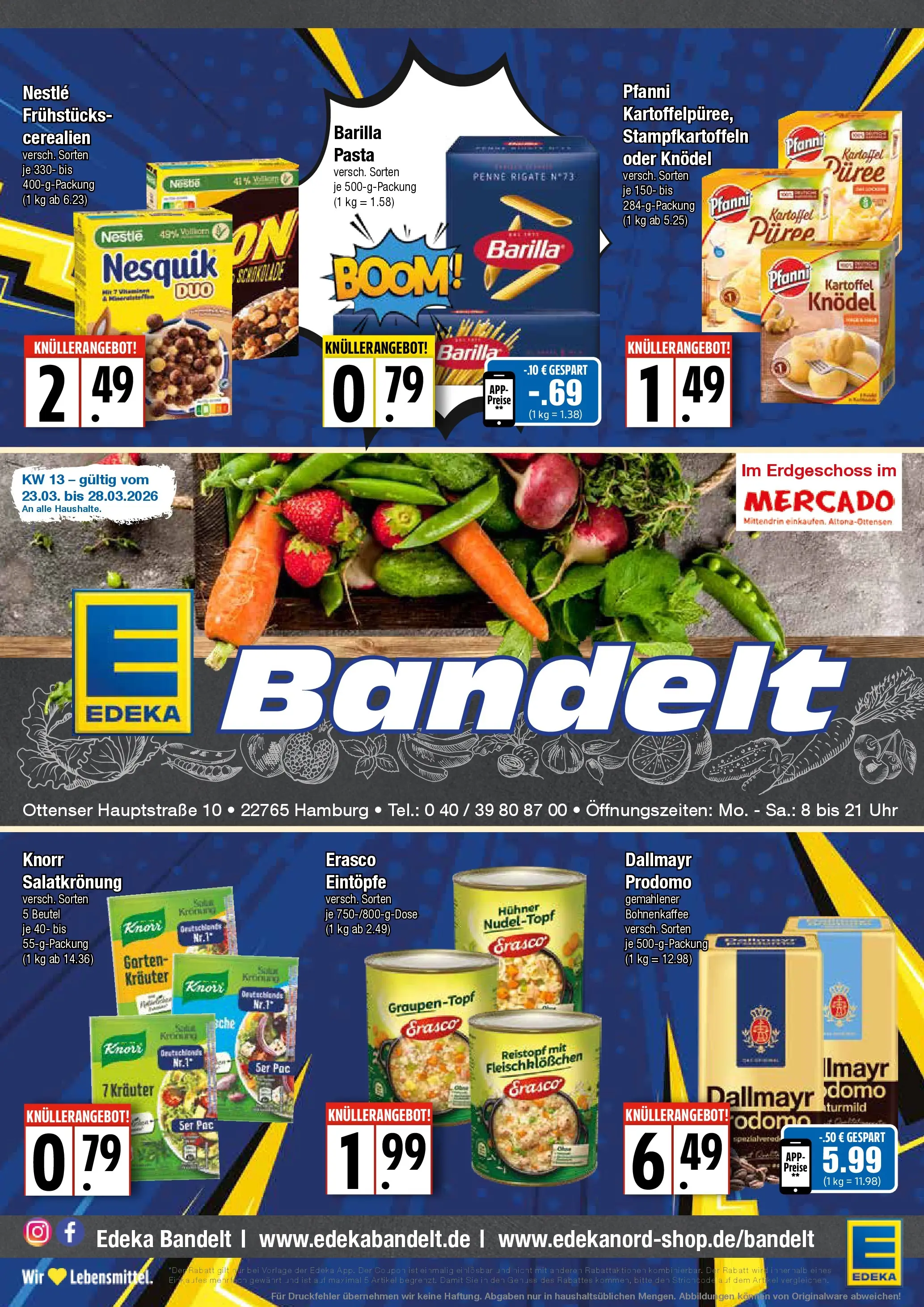 Edeka prospekt Hamburg	 (ab 23.03.2026) » Angebote Online | Seite: 1 | Produkte: Schokolade, Pasta, Dallmayr prodomo, Uhr