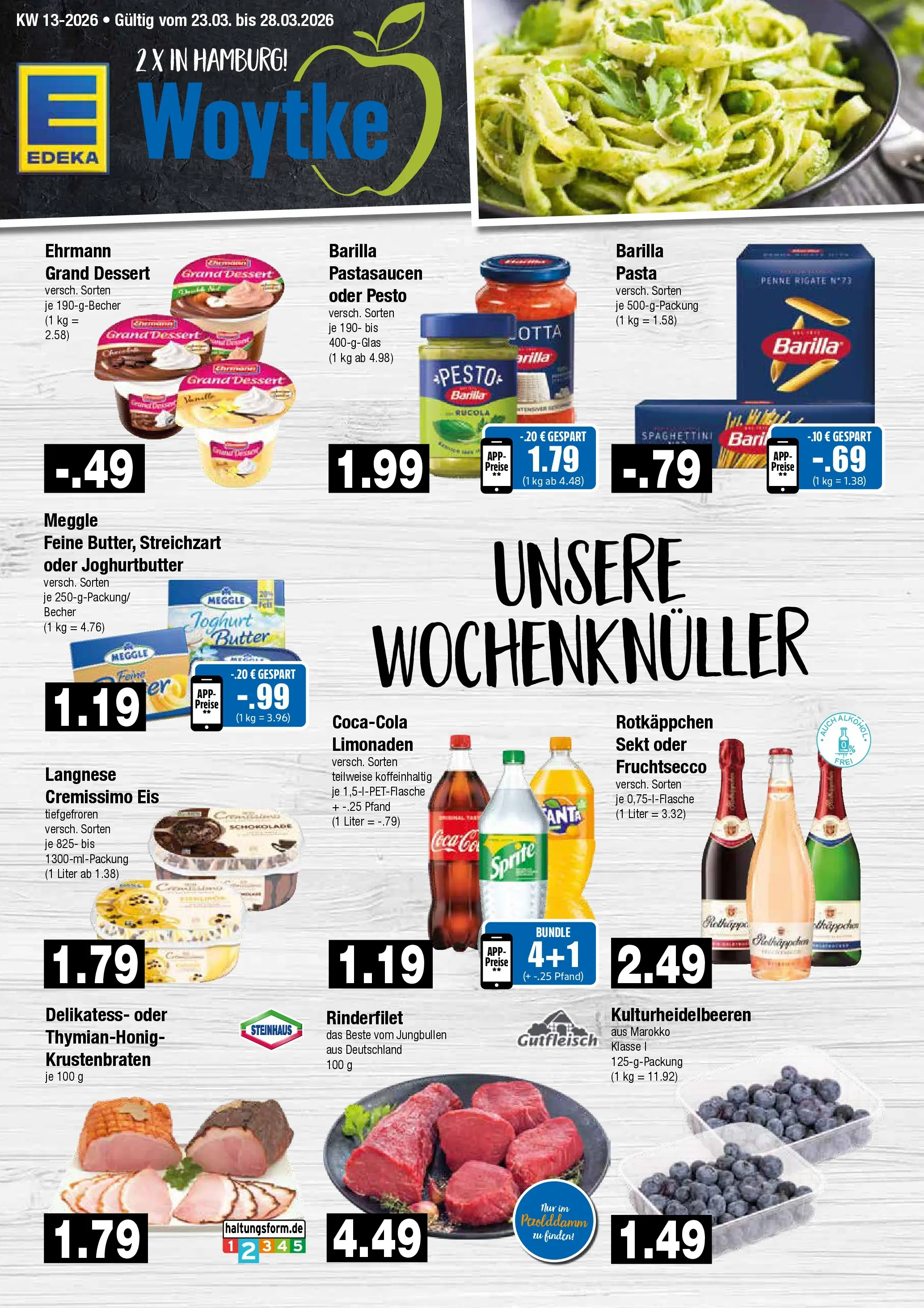 Edeka prospekt Hamburg	 (ab 23.03.2026) » Angebote Online | Seite: 1 | Produkte: Rotkappchen sekt, Cremissimo, Ehrmann grand dessert, Rinderfilet