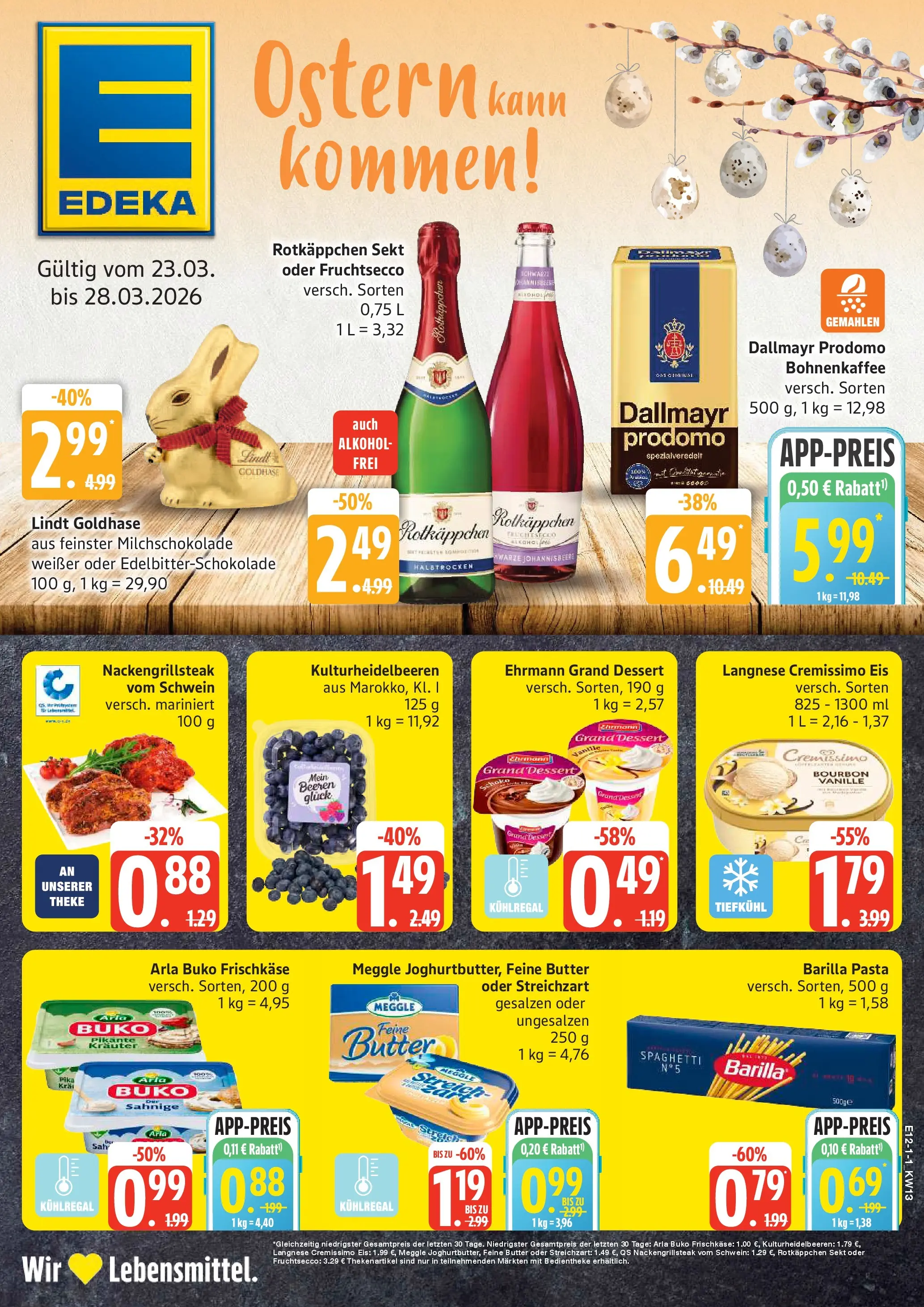 Edeka prospekt Hamburg	 (ab 23.03.2026) » Angebote Online | Seite: 1 | Produkte: Langnese cremissimo, Barilla, Theke, Eis