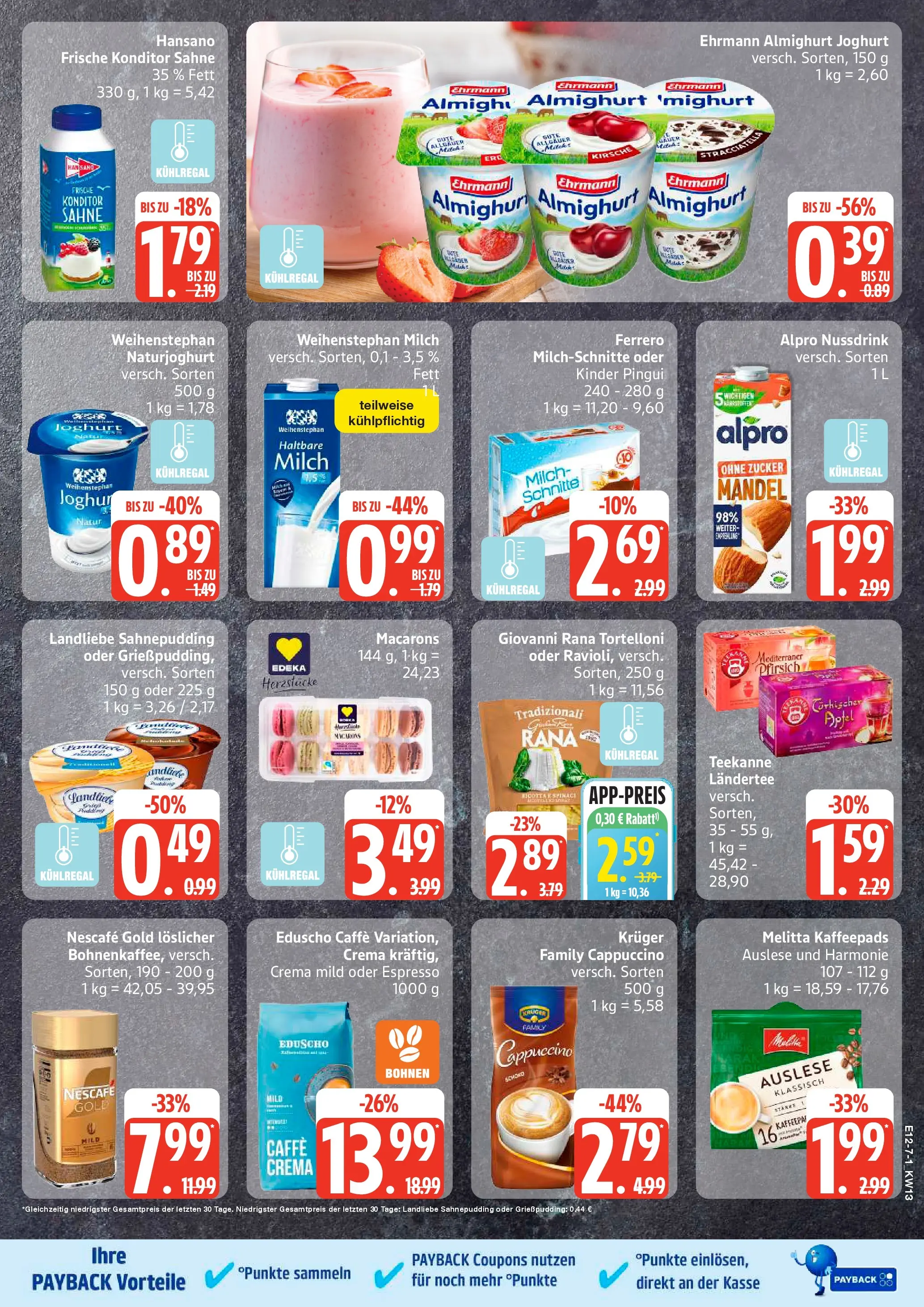 Edeka prospekt Sterup	 (ab 22.03.2026) » Angebote Online | Seite: 7 | Produkte: Ehrmann almighurt, Haltbare milch, Pasta, Kruger cappuccino