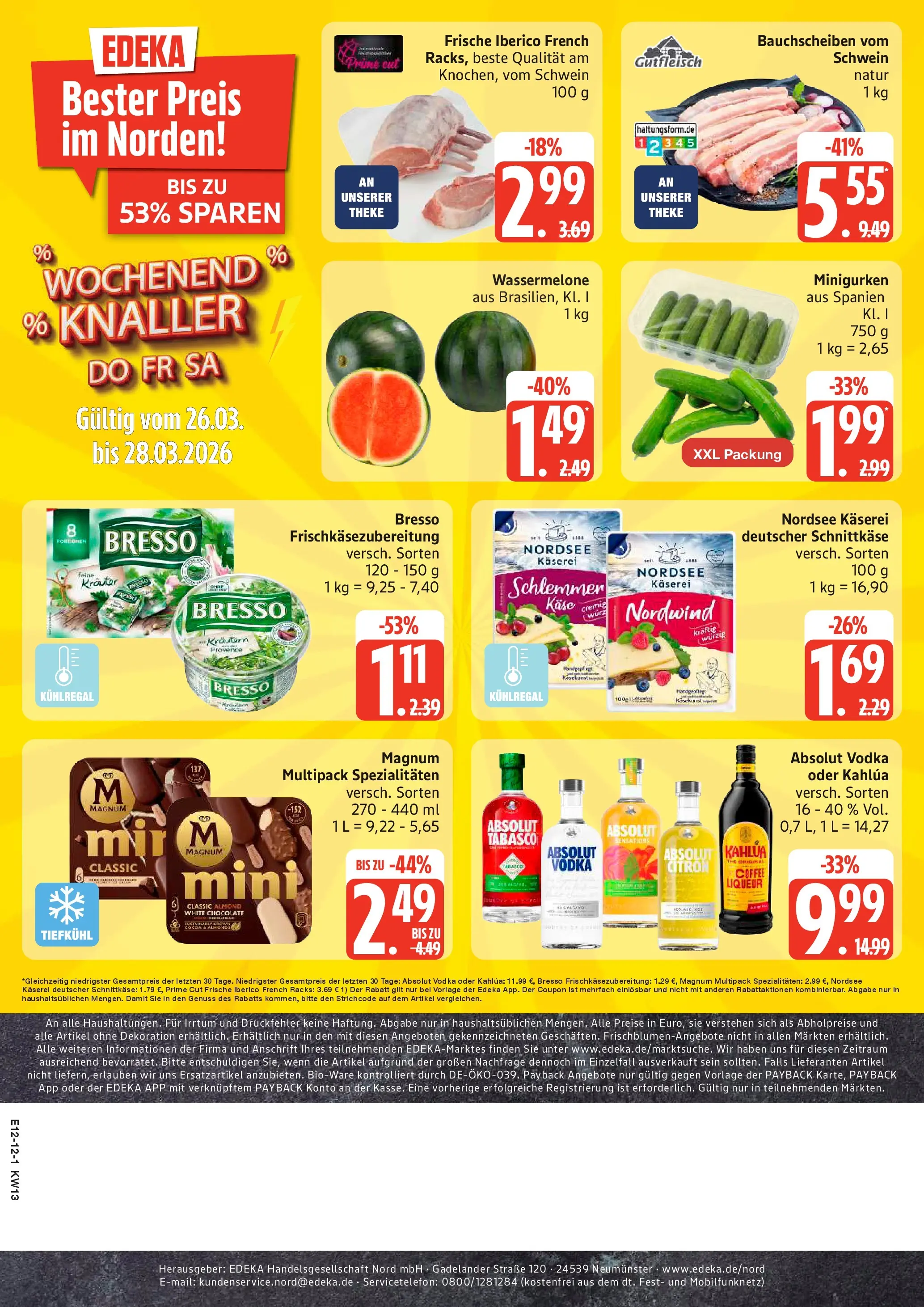 Edeka prospekt Hamburg	 (ab 23.03.2026) » Angebote Online | Seite: 12 | Produkte: Käse, Bresso, Wassermelone, Vodka