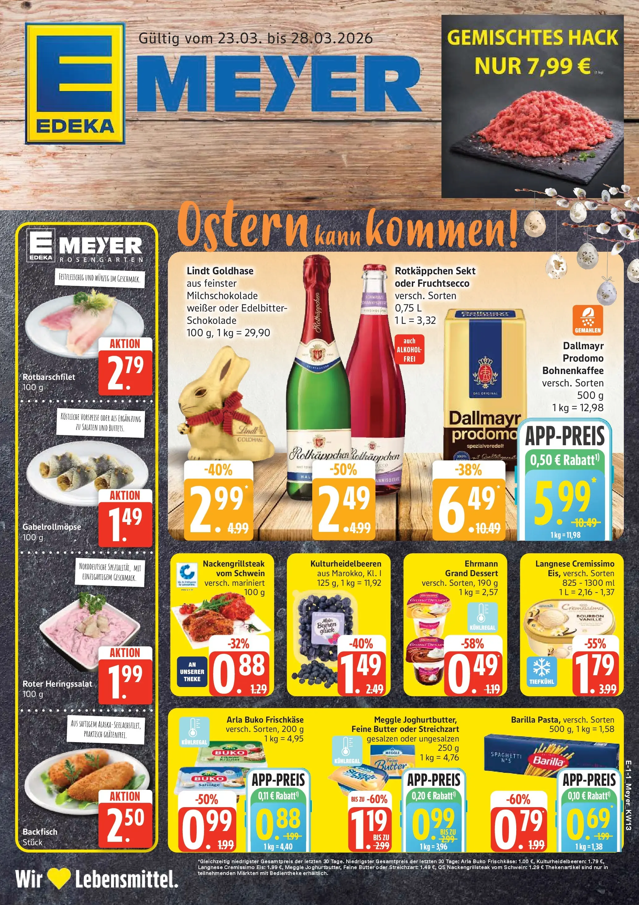 Edeka prospekt Seevetal	 (ab 23.03.2026) » Angebote Online | Seite: 1 | Produkte: Langnese, Butter, Dallmayr, Arla buko