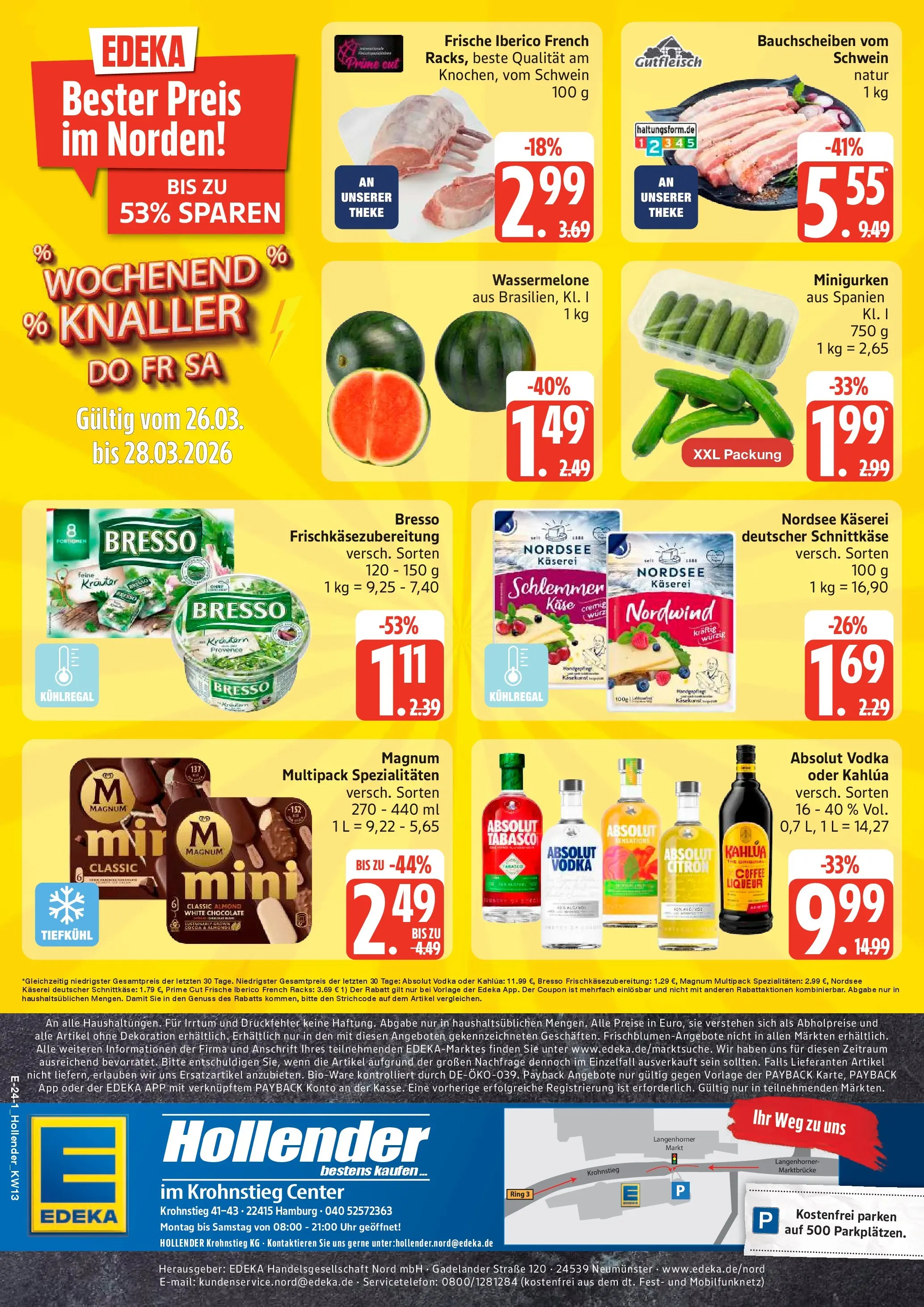Edeka prospekt Hamburg	 (ab 23.03.2026) » Angebote Online | Seite: 27 | Produkte: Käse, Wassermelone, Vodka, Uhr