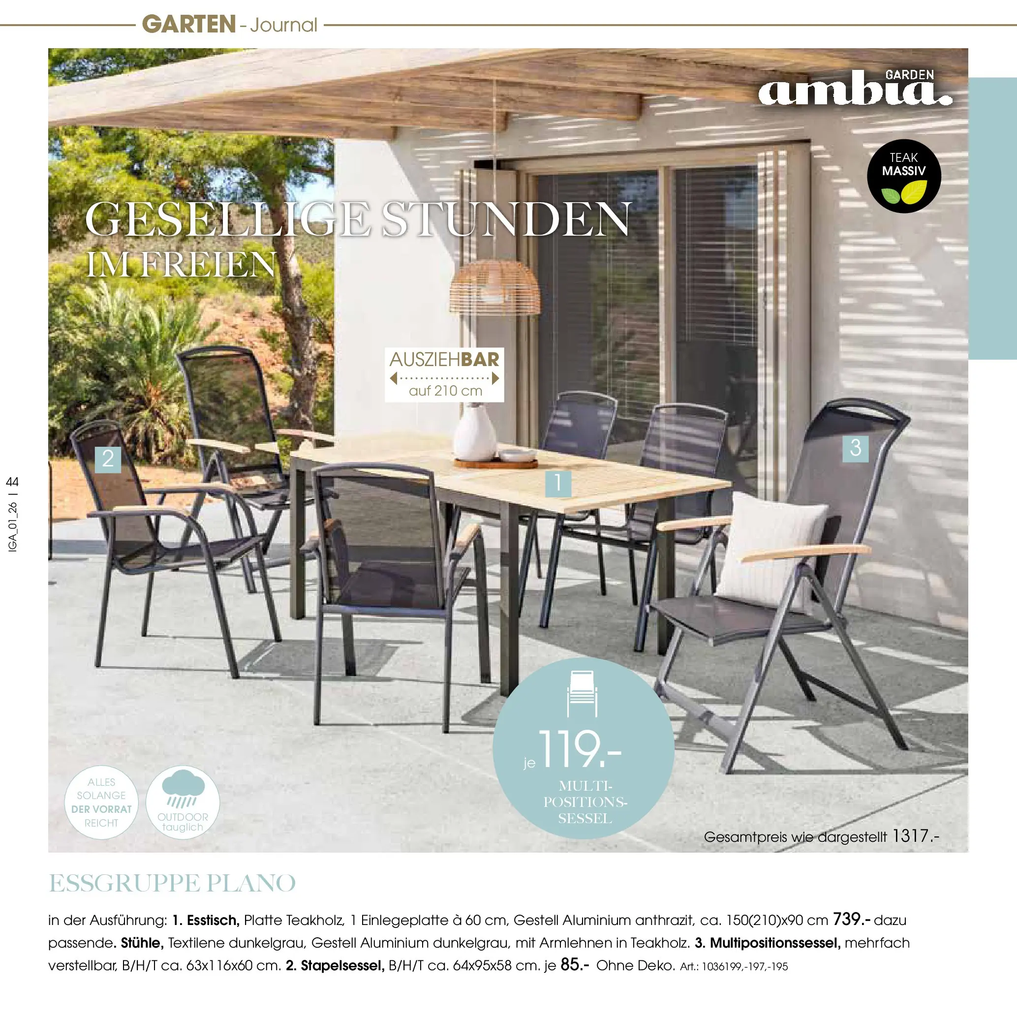 Zurbrüggen Garten Unna (ab 19.03.2025) zum Blättern | Seite: 44 | Produkte: Essgruppe, Sessel