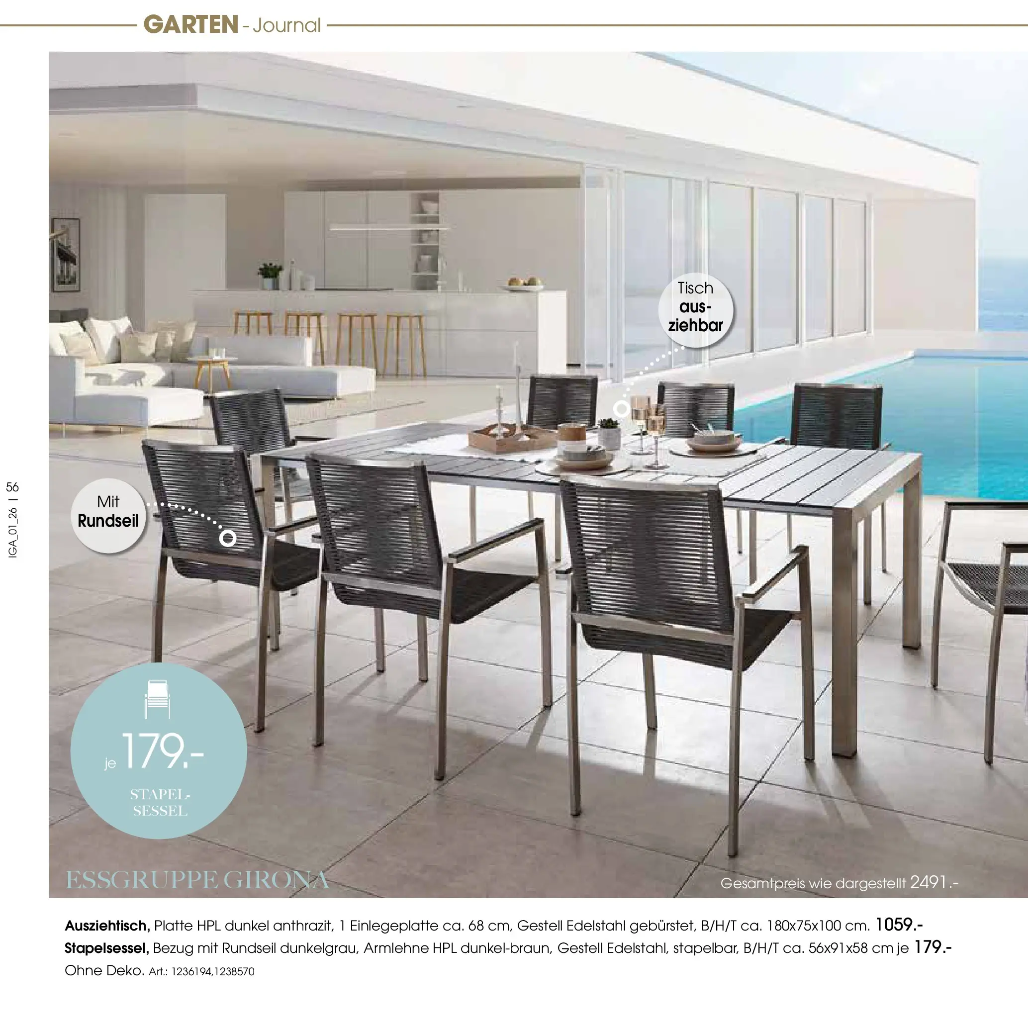 Zurbrüggen Garten Unna (ab 19.03.2025) zum Blättern | Seite: 56 | Produkte: Essgruppe, Sessel, Tisch