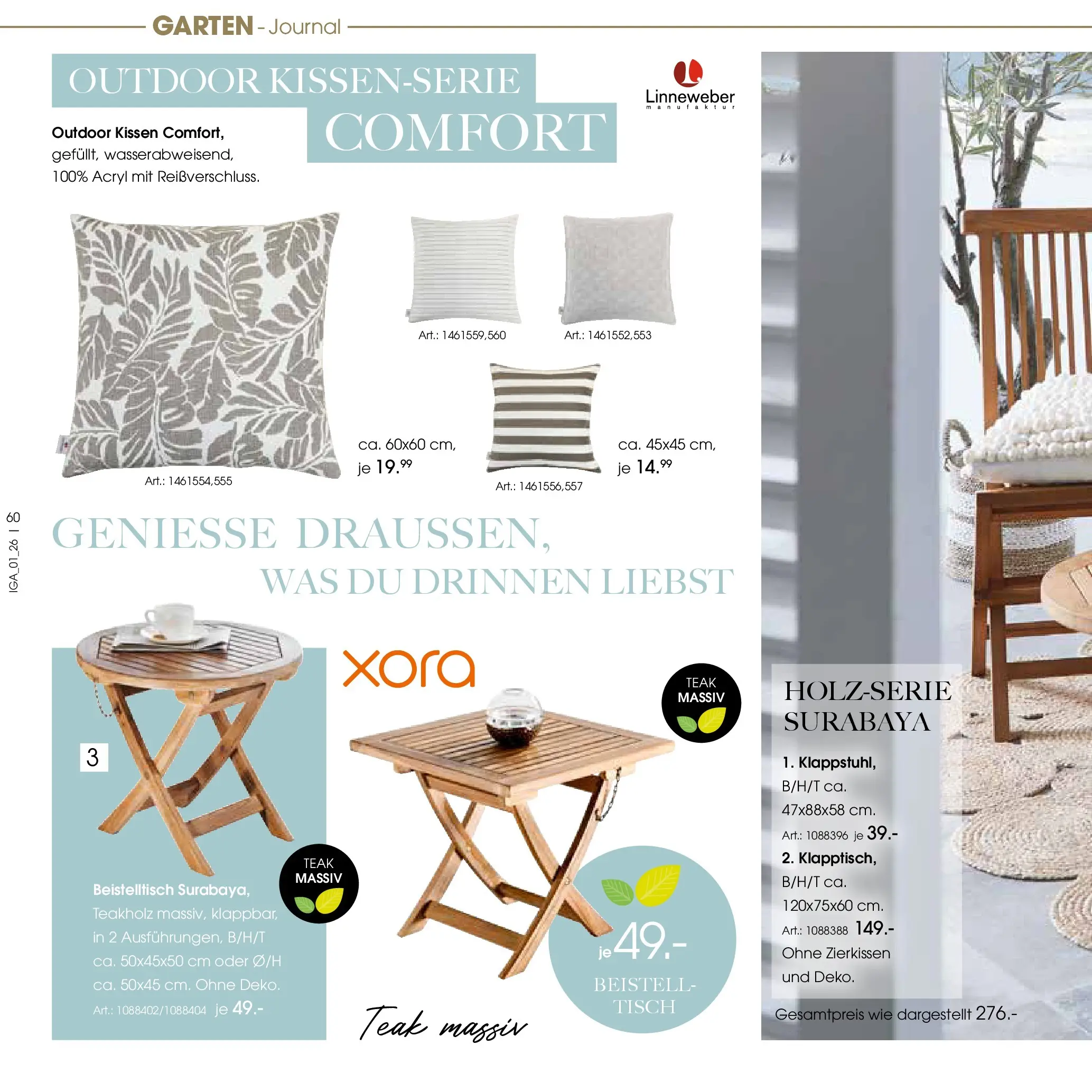 Zurbrüggen Garten Unna (ab 19.03.2025) zum Blättern | Seite: 60 | Produkte: Beistelltisch, Kissen, Tisch