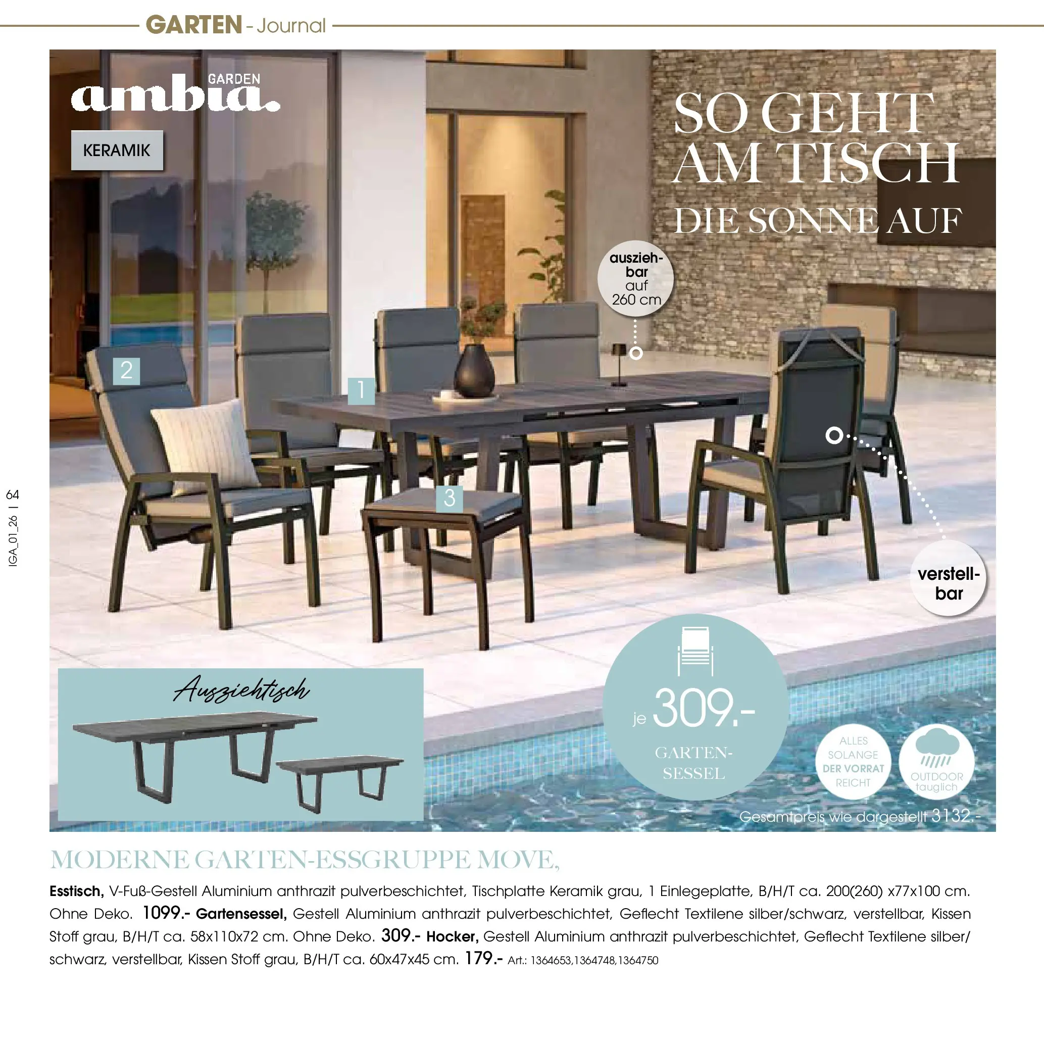 Zurbrüggen Garten Unna (ab 19.03.2025) zum Blättern | Seite: 64 | Produkte: Kissen, Sessel, Tisch